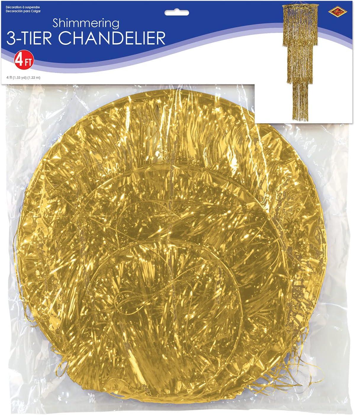 Beistle 4' 3-Tier Shimmer Chandelier Gold (57510-GD)