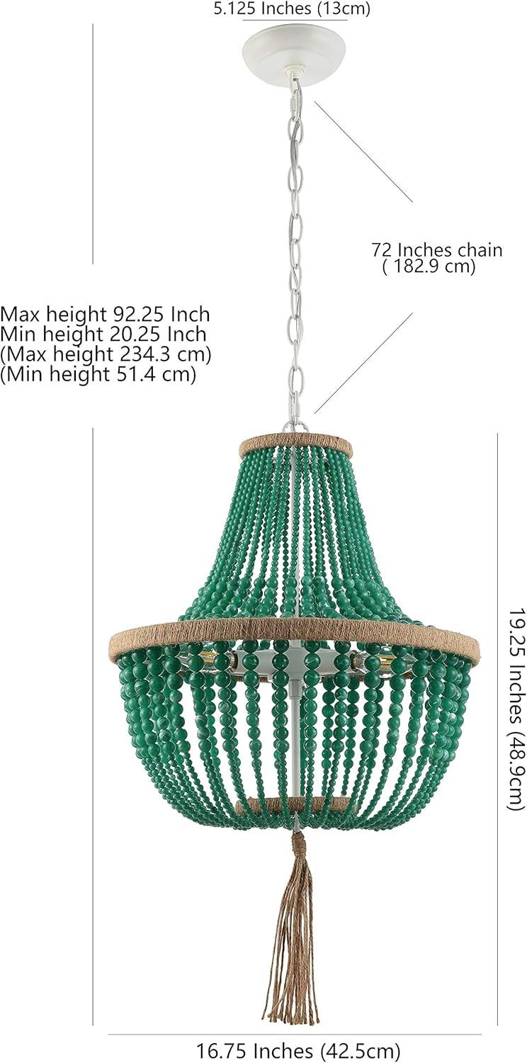 Contemporary Crystal White Beaded 21" Pendant Light