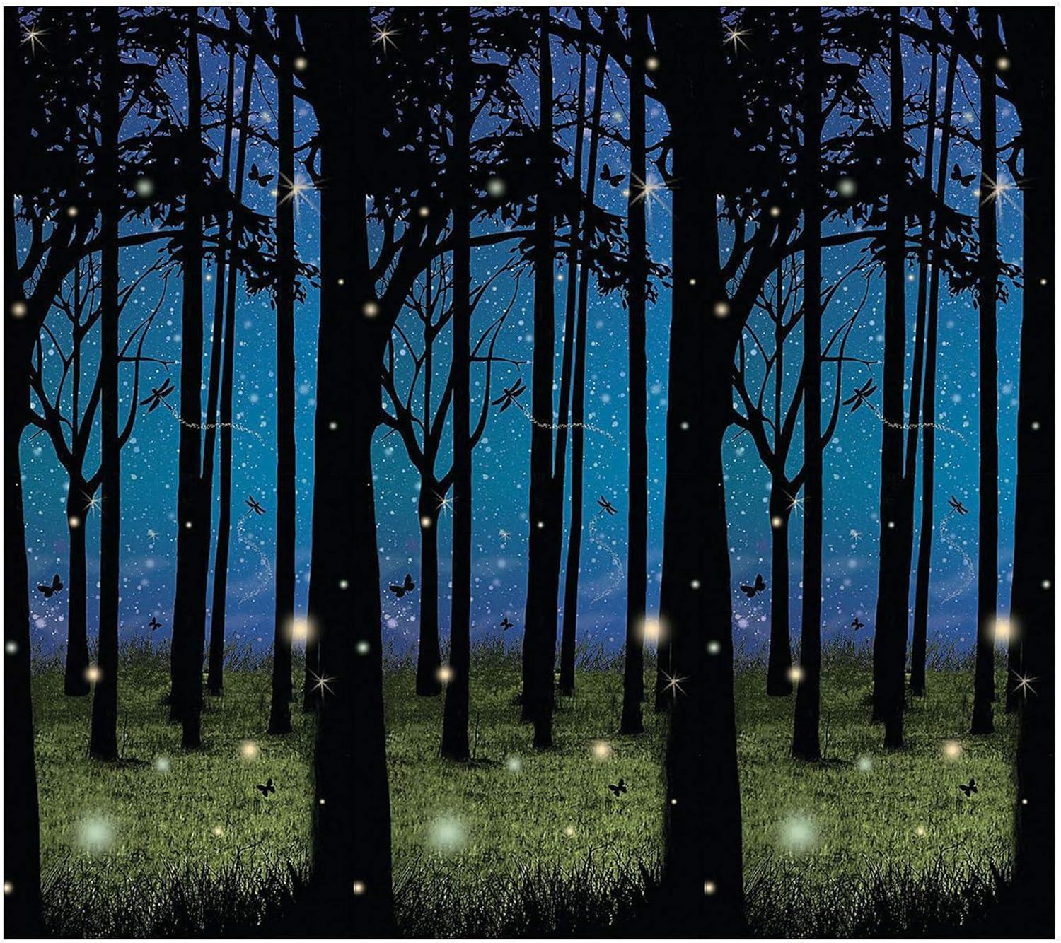 Enchanted Forest 30' Blue and Green Plastic Wall Backdrop