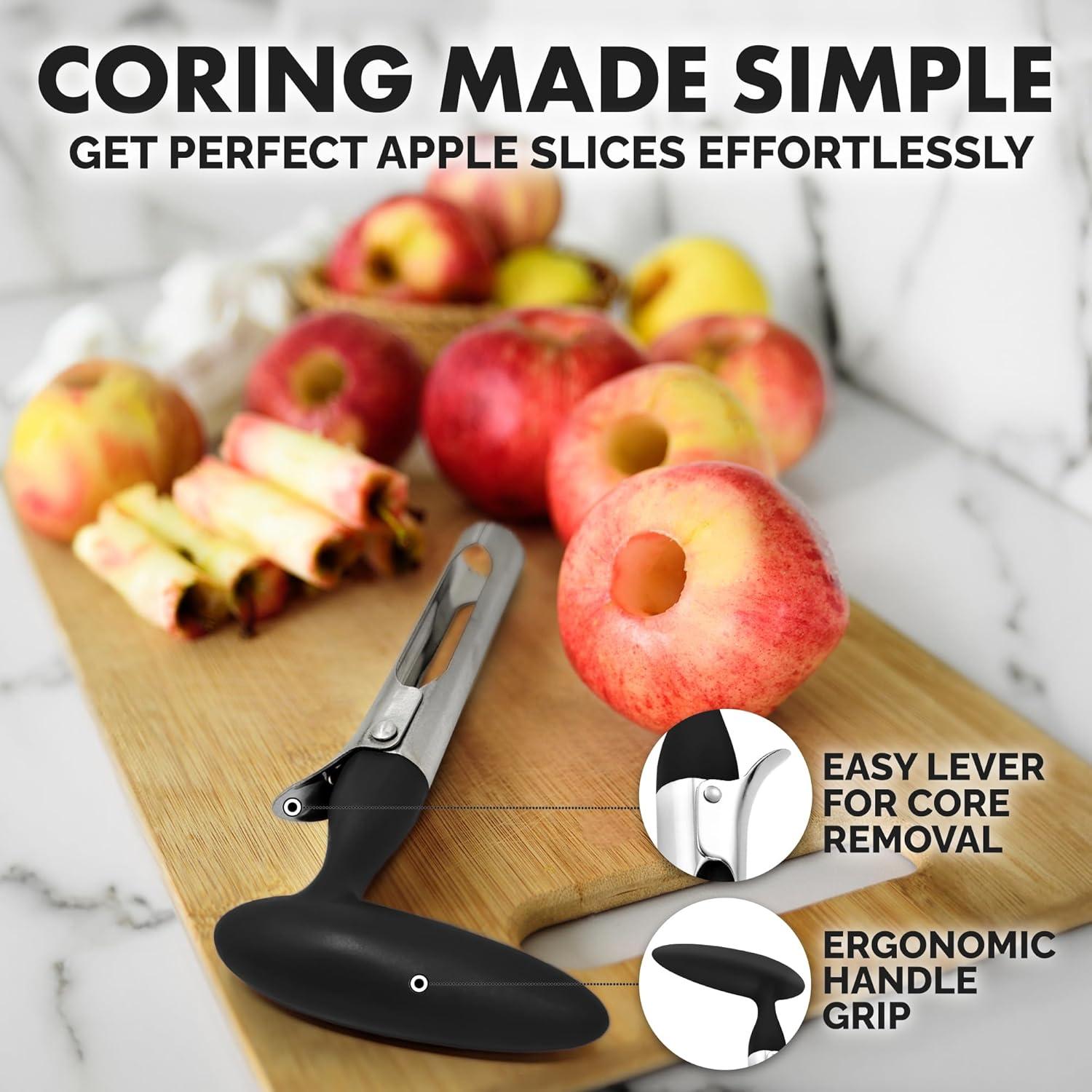 Black Stainless Steel Apple Corer with Ergonomic Handle