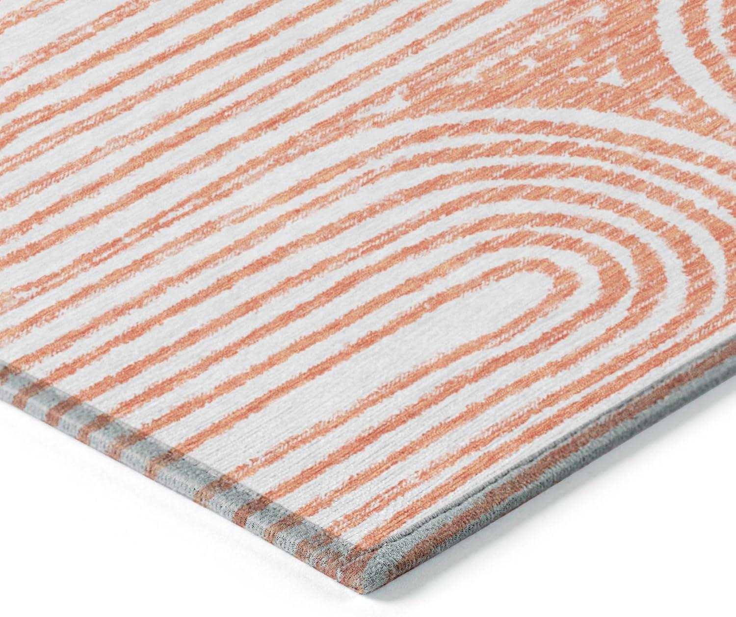 Salmon Abstract 5' x 7' Synthetic Flat Woven Rug