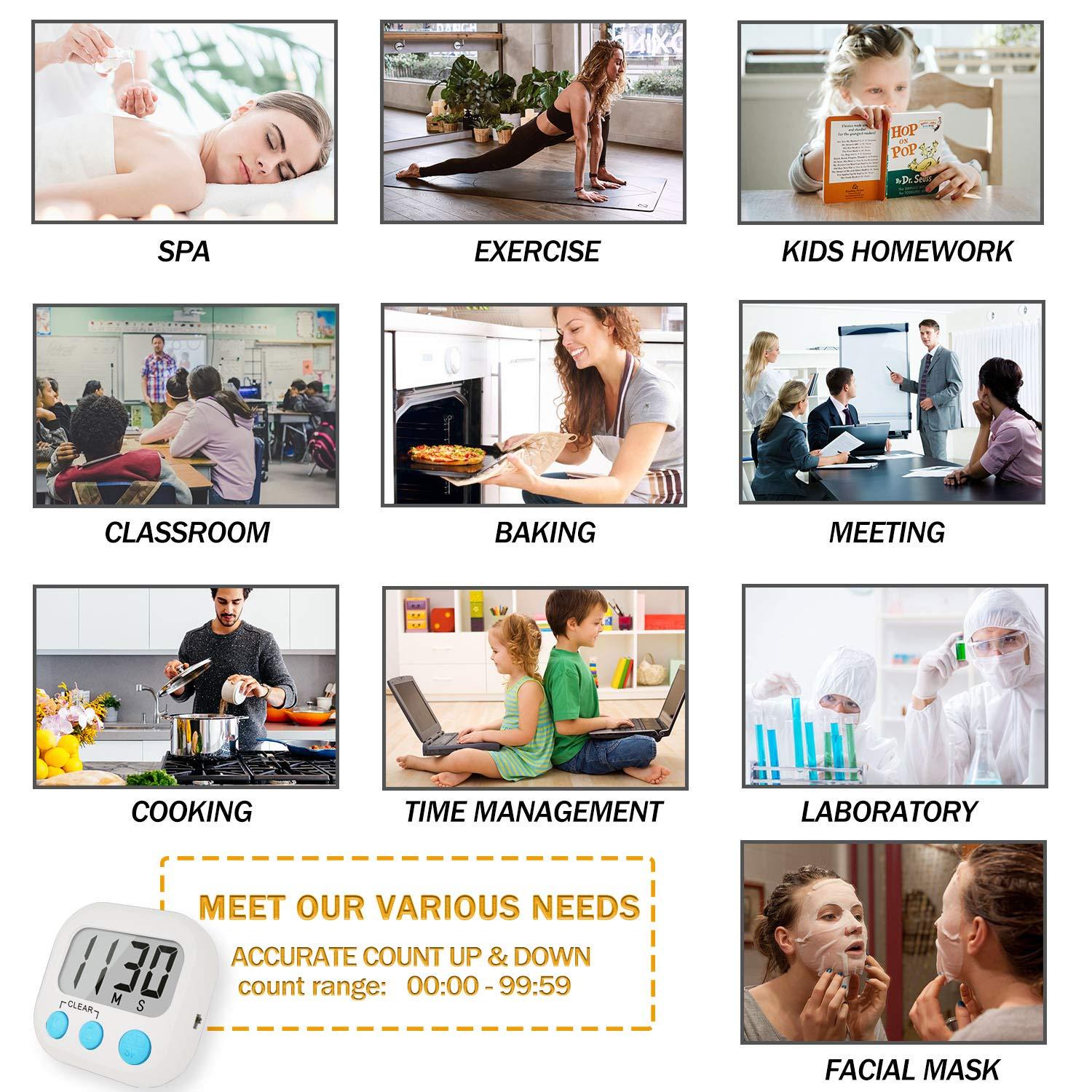 2 Count Kitchen Timer Task Small Digital with Magnetic Back and On/off Switch