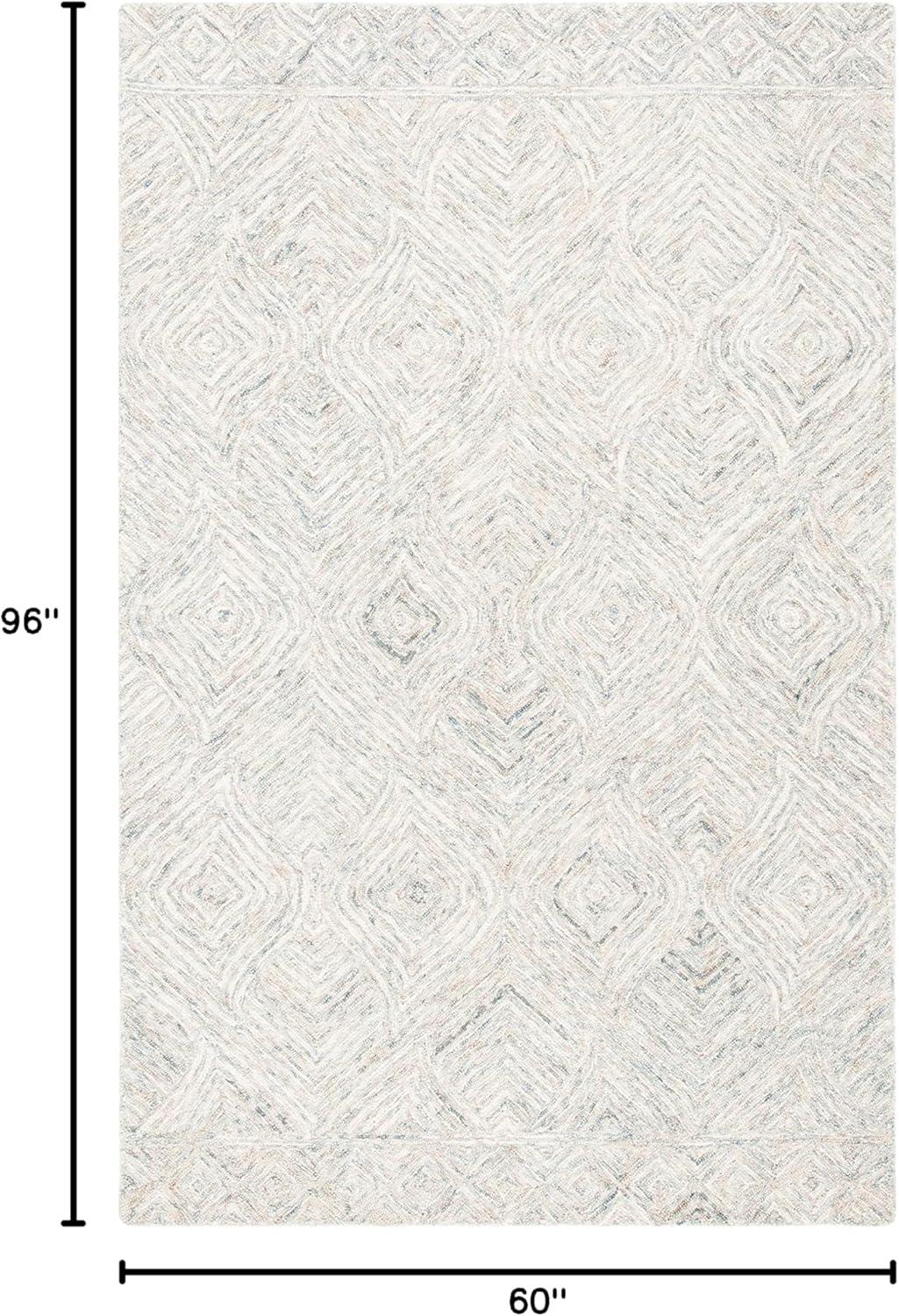 SAFAVIEH Ikat Hartley Geometric Wool Area Rug, Beige/Grey, 5' x 8'