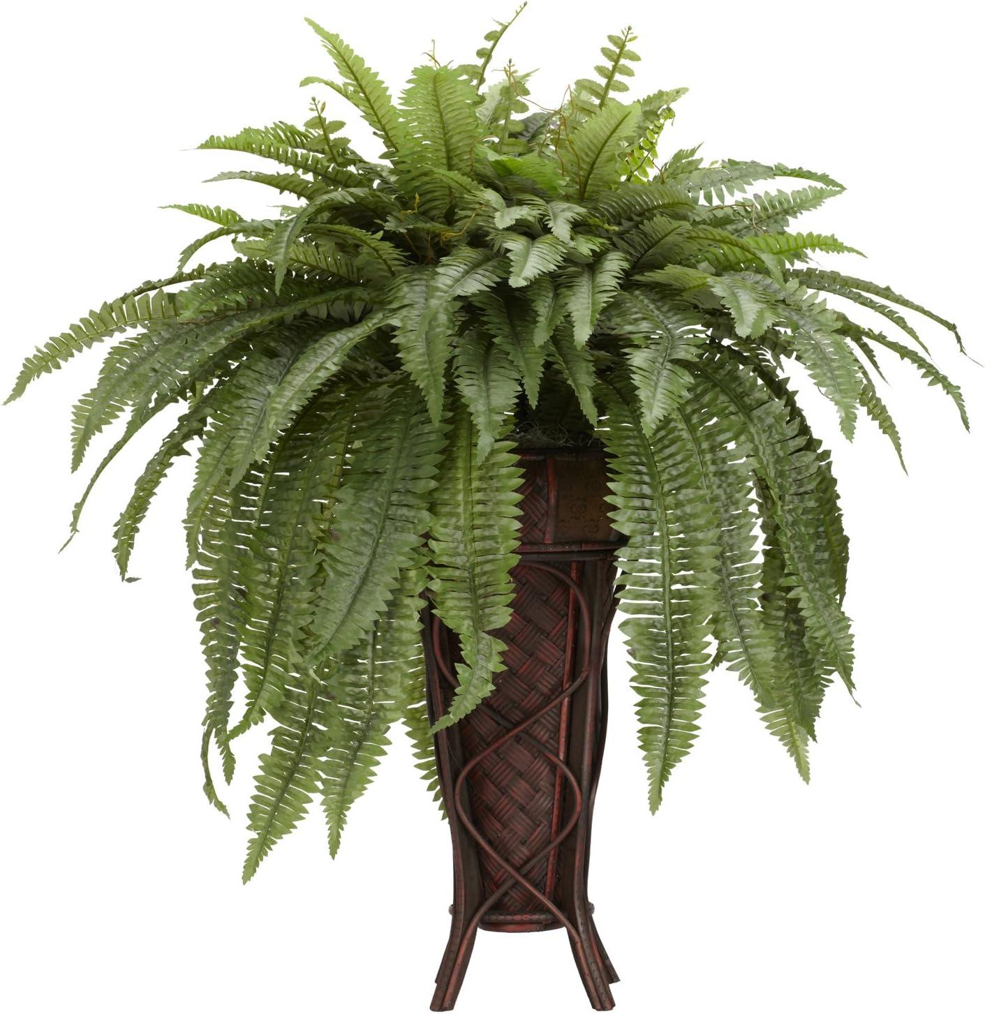 Nearly Natural Boston Fern with Stand Silk Plant