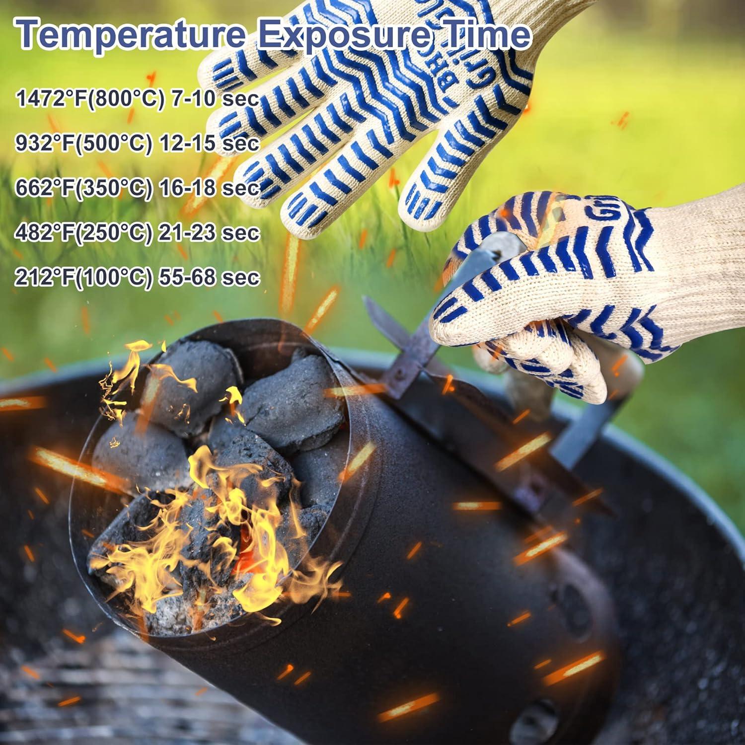 Oven Gloves, Heat Resistant BBQ Oven Glove-BBQ Gloves,Oven Glove Oven Mitts Heat Resistant for Kitchen Potholder,Grill,Grilling,Smoker,Barbeque-1 Pair(Blue)