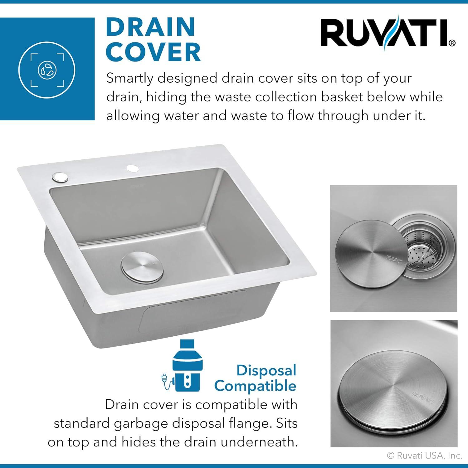 Ruvati 23 x 20 inch Drop-in Topmount Kitchen Sink 16 Gauge Stainless Steel Single Bowl