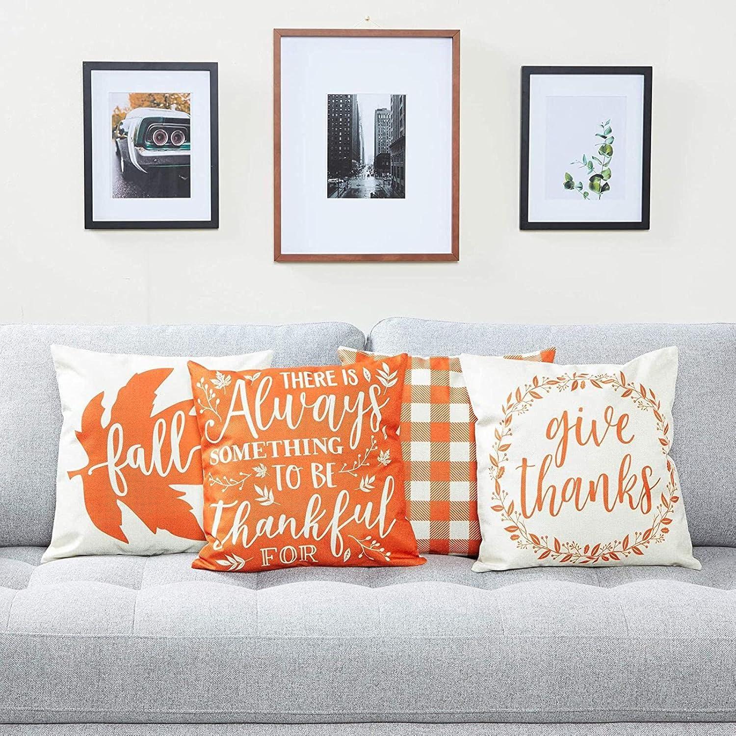 Okuna Outpost Fall Thanksgiving Throw Pillow Covers (18 x 18 in, 4 Designs, 4 Pack)