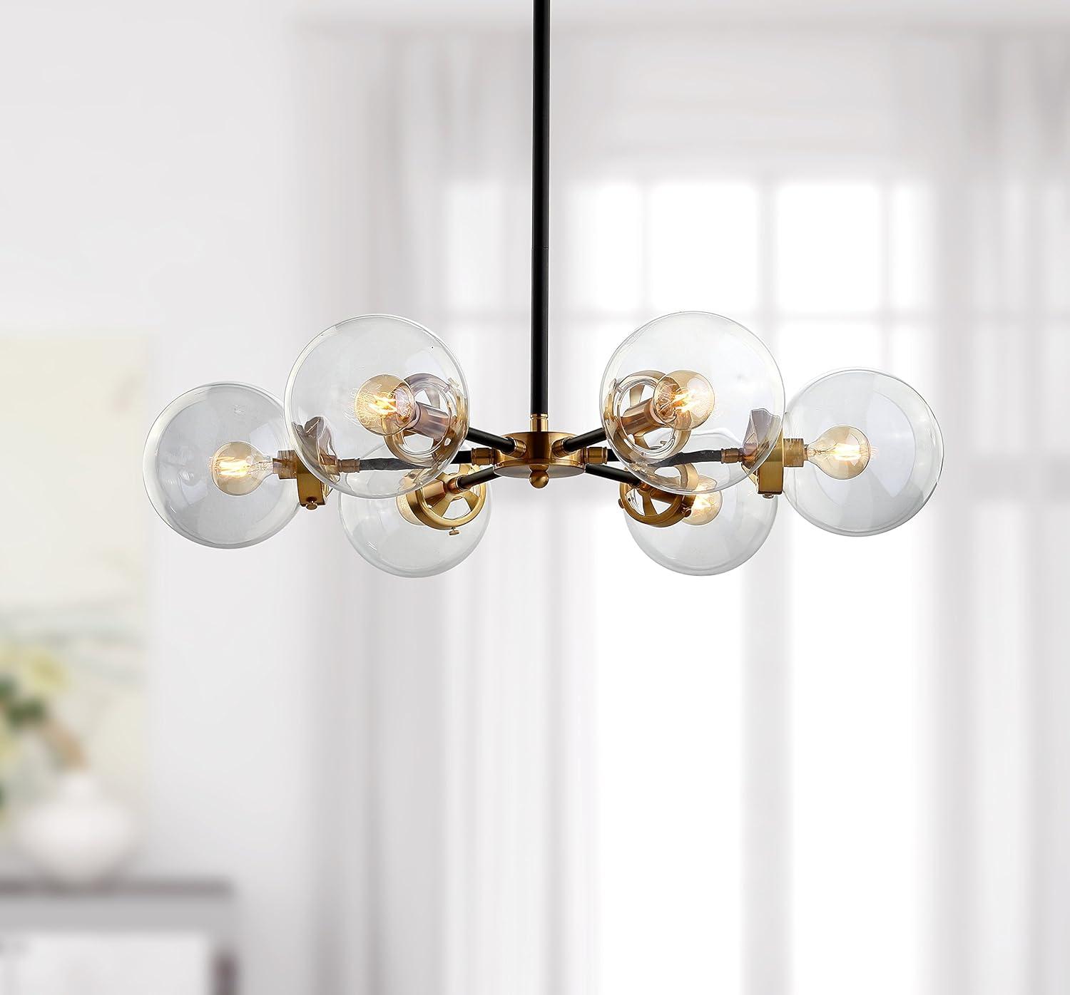 Caleb 6-Light 28" Brass Cluster Pendant, Black/Brass Gold