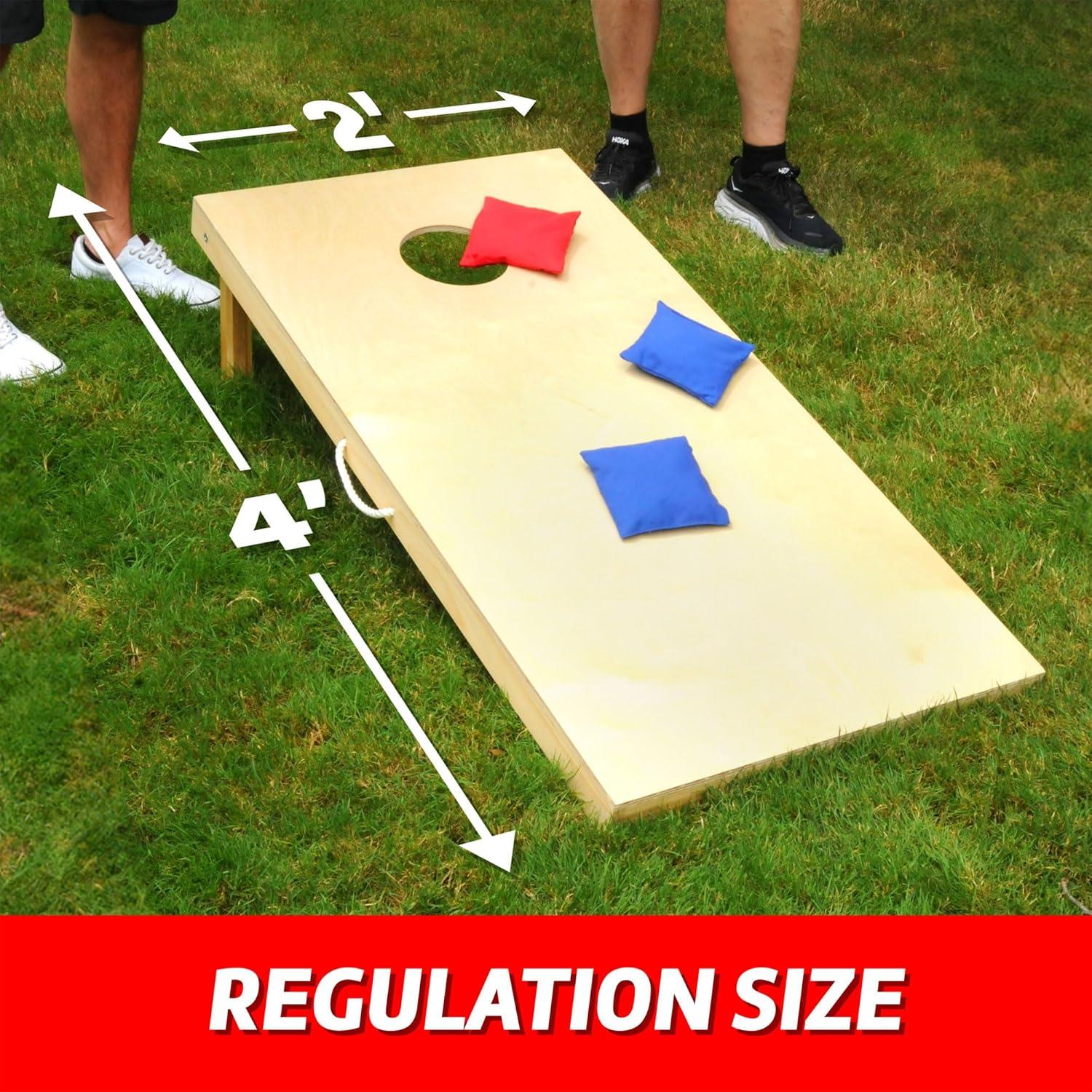 Driveway Games Traditional Wood Cornhole Game with All Weather Bean Bag for Storage, Sports, Recreation, and Outdoor Gaming, Natural