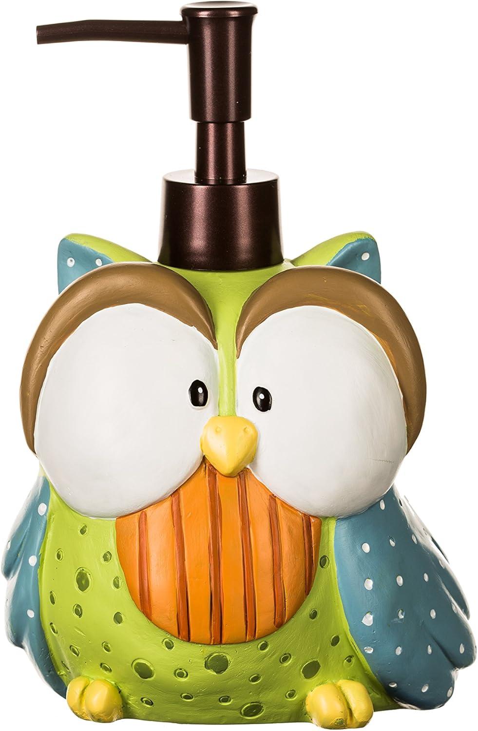 Whimsical Multicolor Owl Ceramic Soap Pump