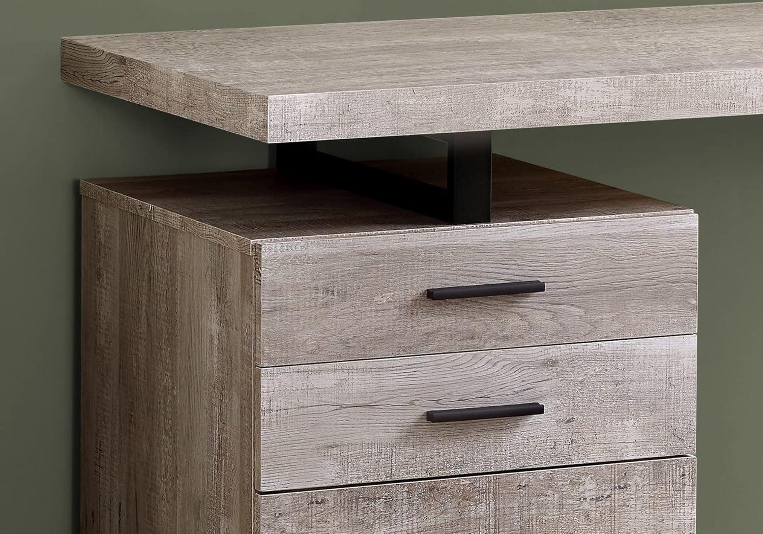 Monarch Specialties Computer Desk Home Office Laptop Left Right Set-Up Storage Drawers 48InchL Work Metal Laminate Beige Black Contemporary Modern