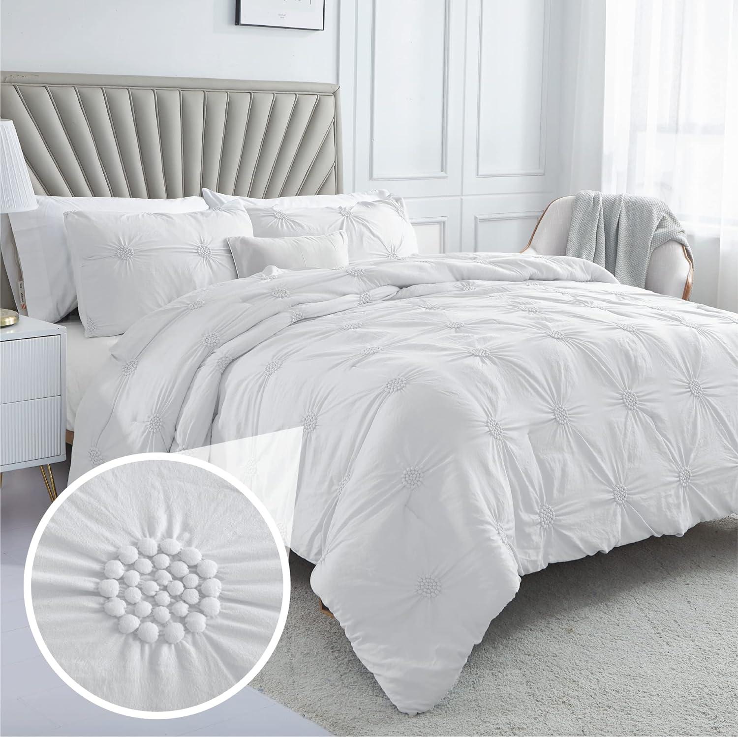 Supreme Microfiber Floral Pintuck Microfiber 3-Piece Comforter Set