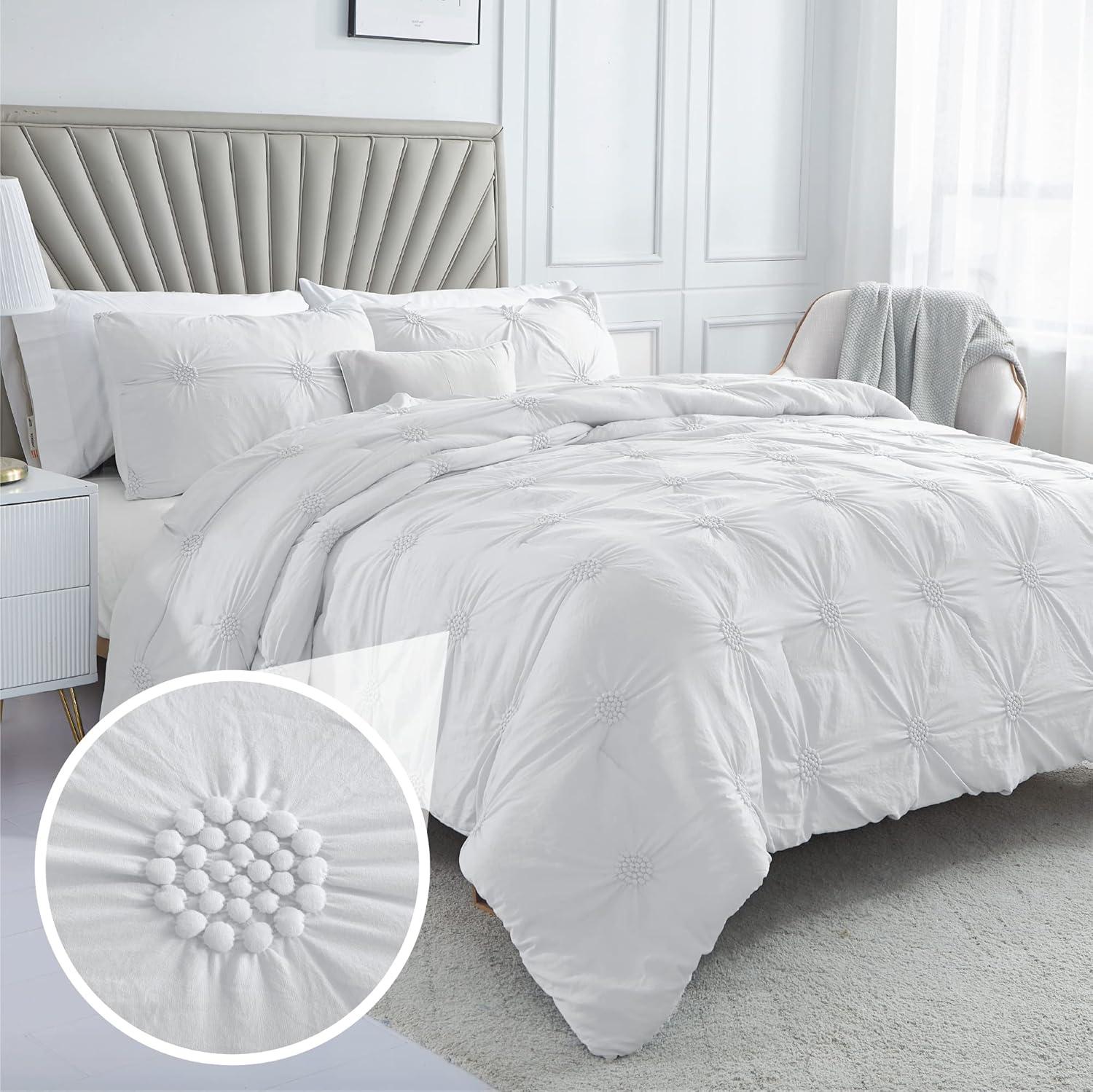 Swift Home Supreme Microfiber Floral Pintuck Microfiber 3-Piece Comforter Set