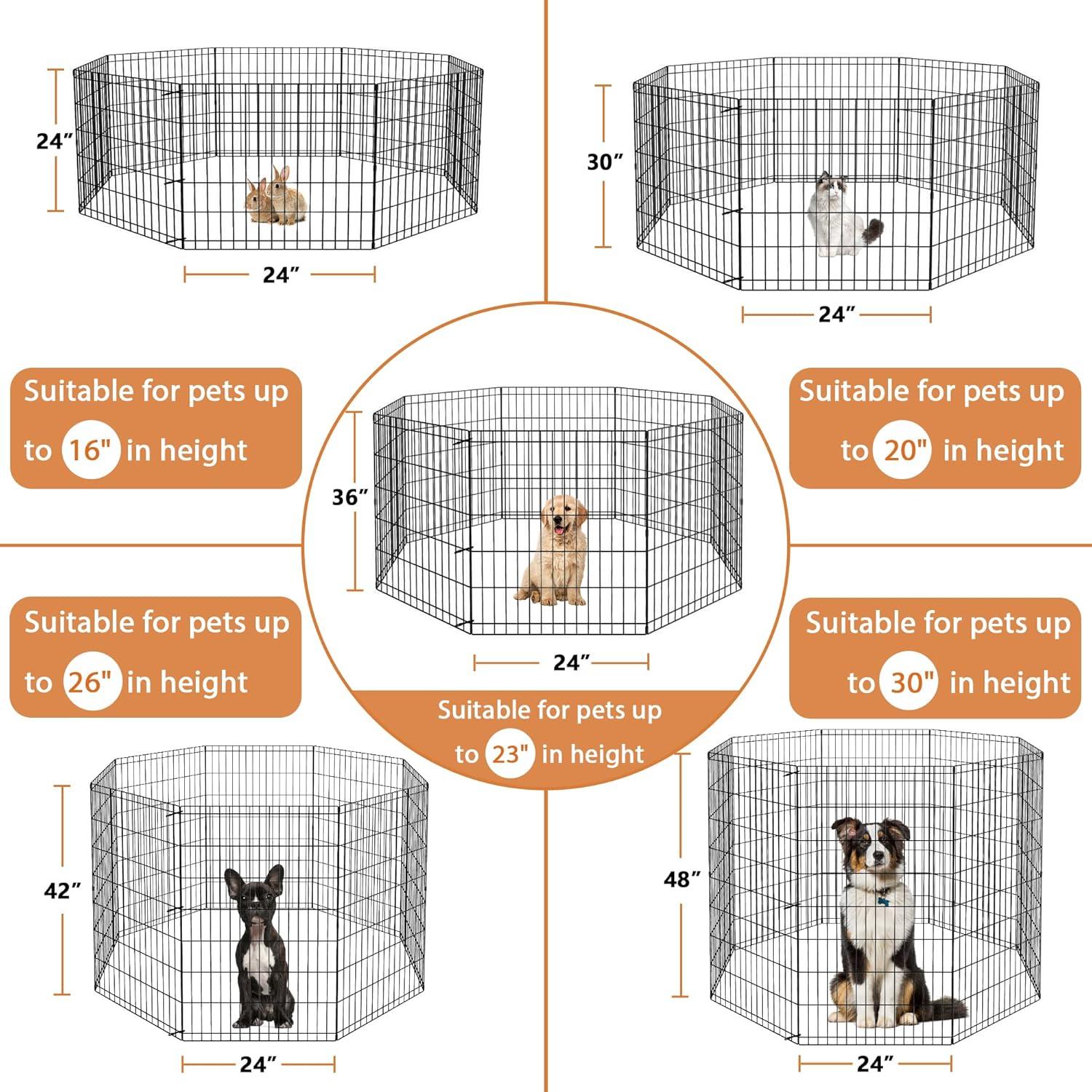 BestPet Puppy Pet Playpen 8 Panel Indoor Outdoor Metal Protable Folding Animal Exercise Dog Fence