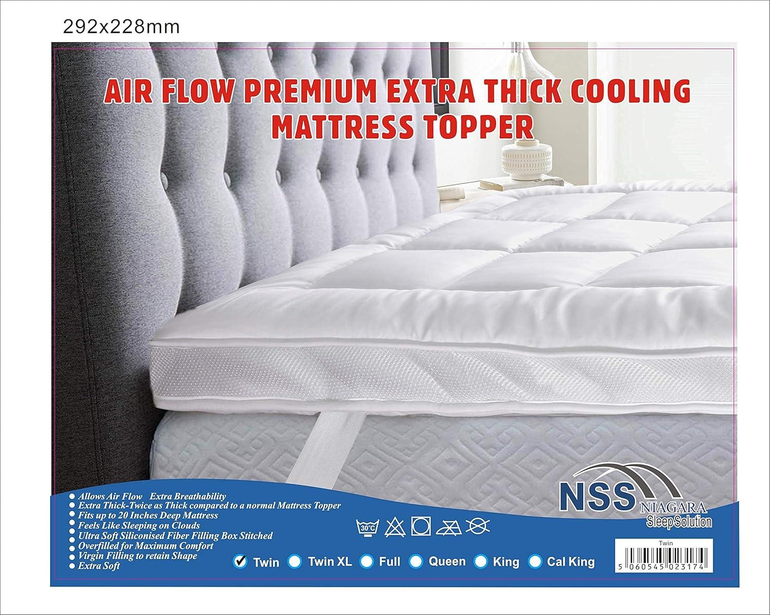 Niagara Sleep Solution Extra Thick Air Flow Mattress Topper Twin Bed Size 2 Inches