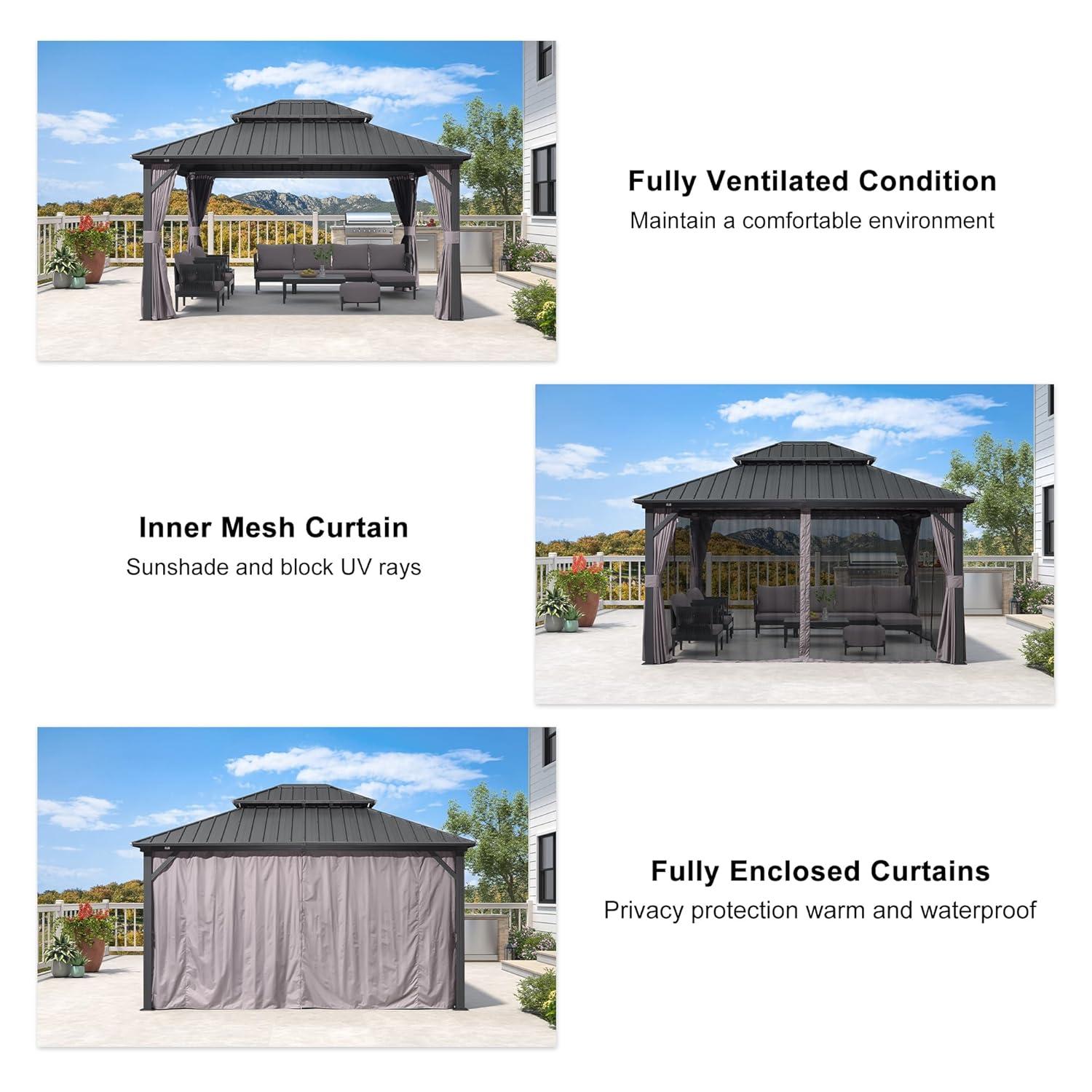 Purple Leaf Metal Patio Gazebo