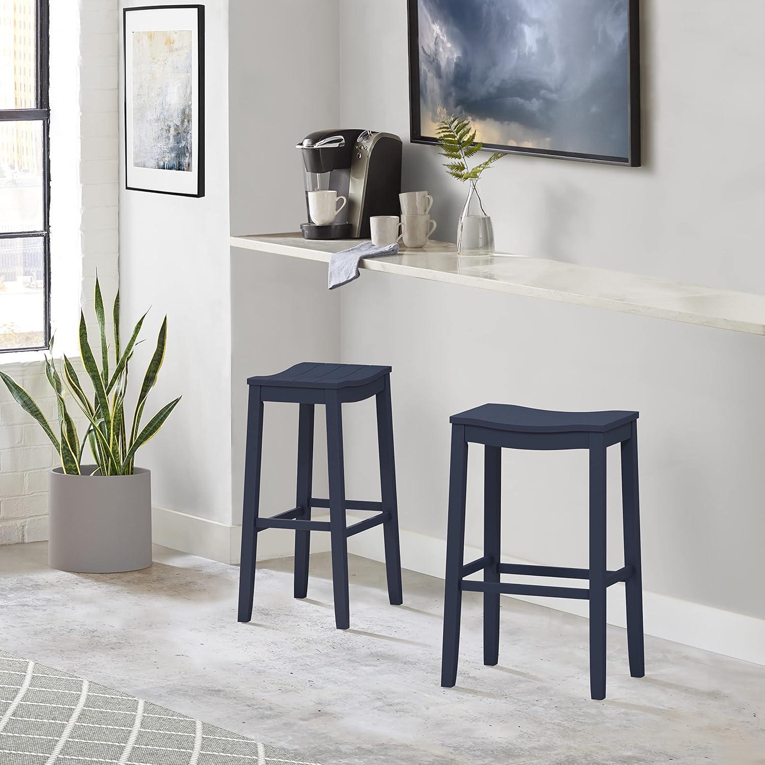Hillsdale Furniture 30" Fiddler Backless Barstool Navy: Matte Finish, Wood Legs, Fixed Height
