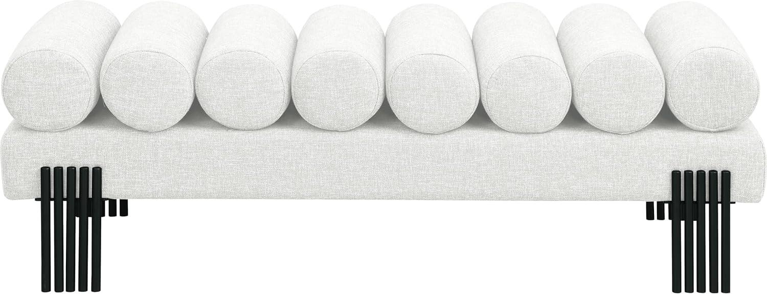 Meridian Furniture Akeela Cream Linen Textured Fabric Bench