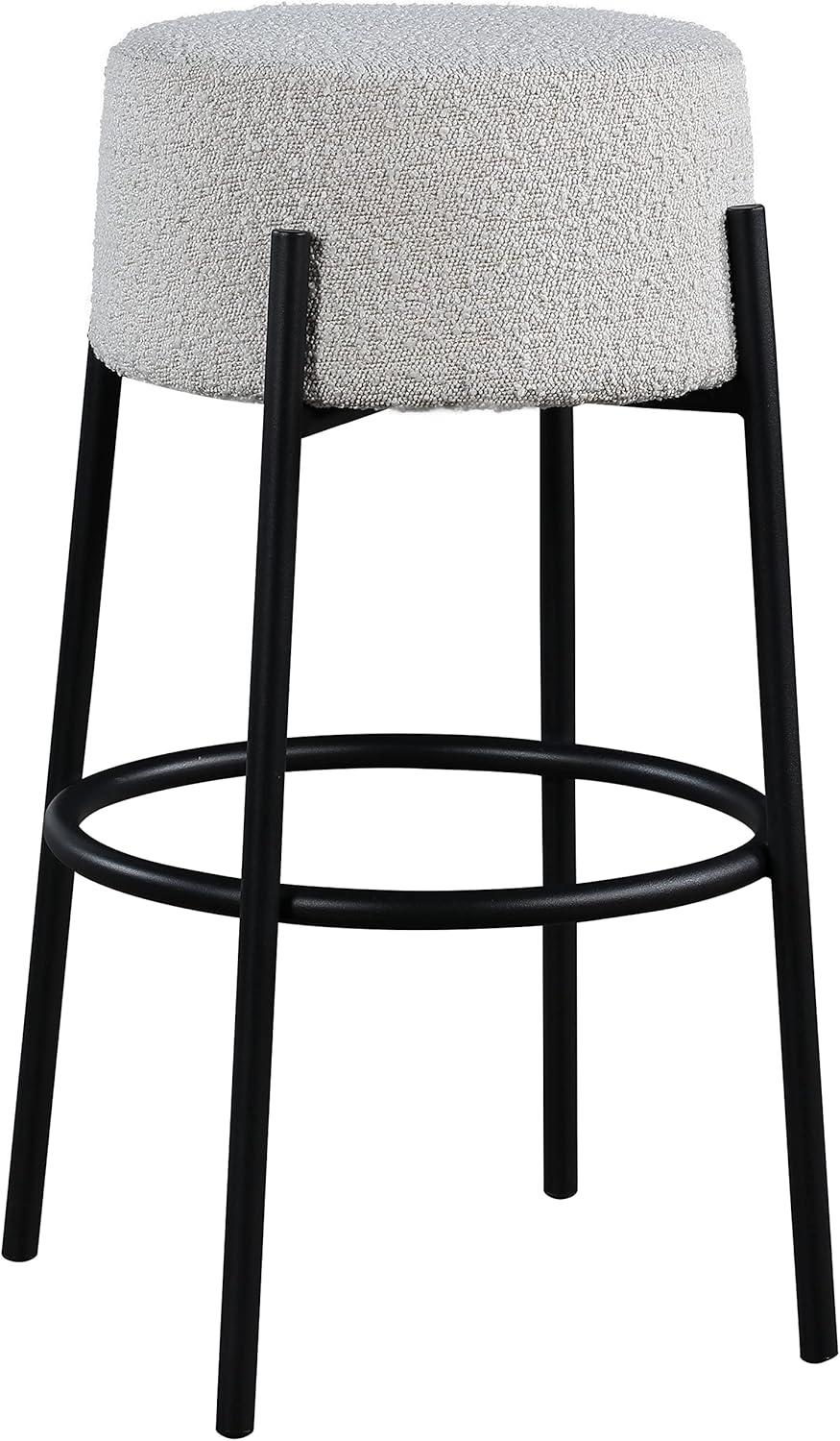 Meridian Furniture Avalon Grey Boucle Fabric Bar Stool