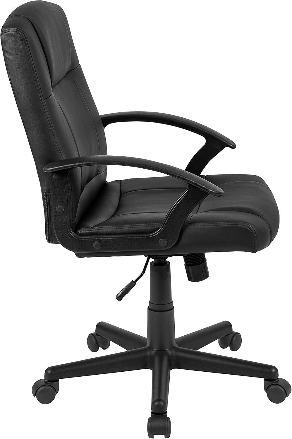 Ergonomic High-Back Black Leather and Plastic Swivel Task Chair