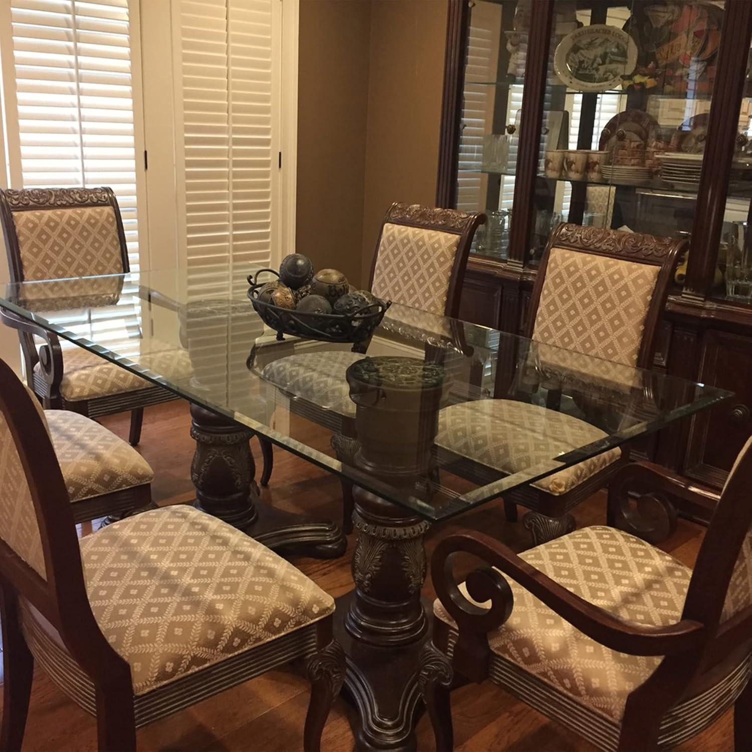 Contemporary Clear Tempered Glass Coffee Table with Beveled Edge