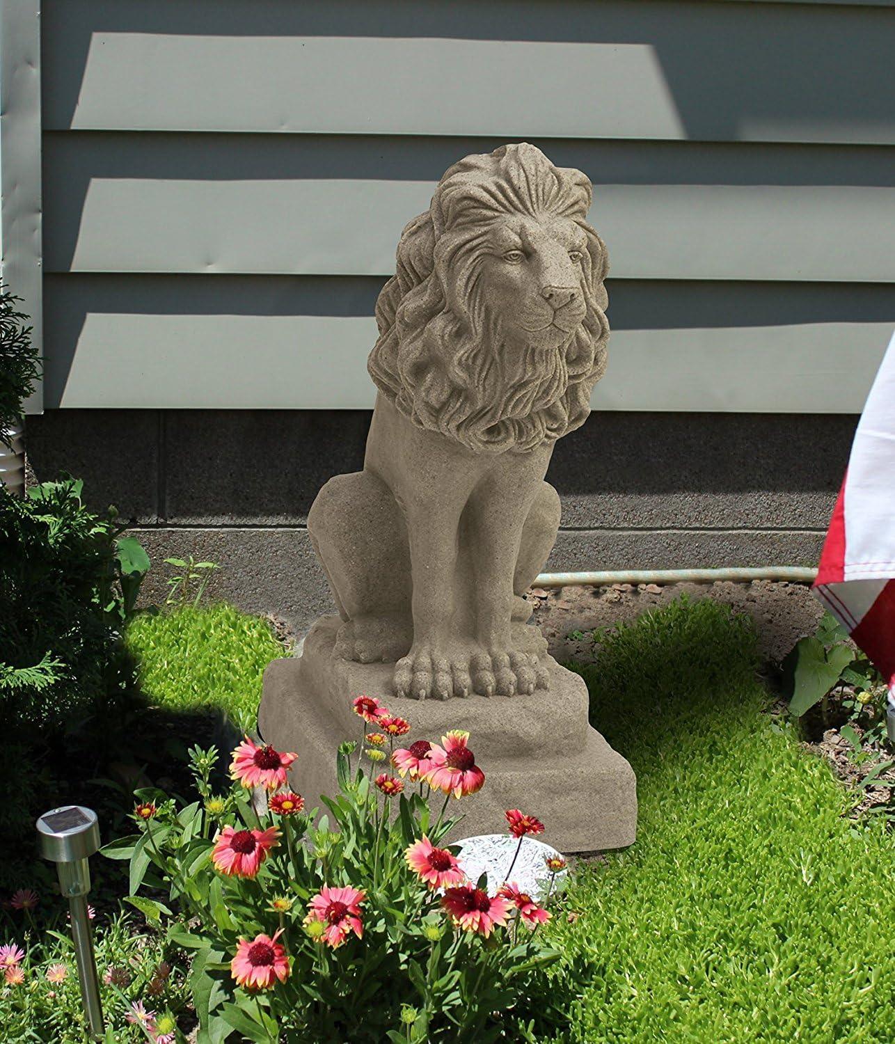 28.13" Resin Lion Statuary - Sand - Emsco