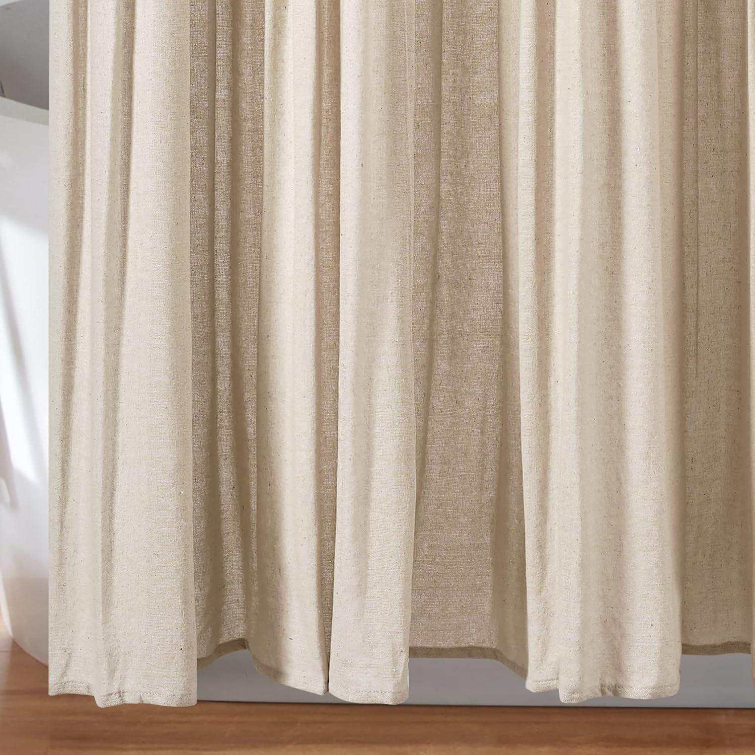 Dark Linen Cotton Shower Curtain with Button Details, 72" x 72"