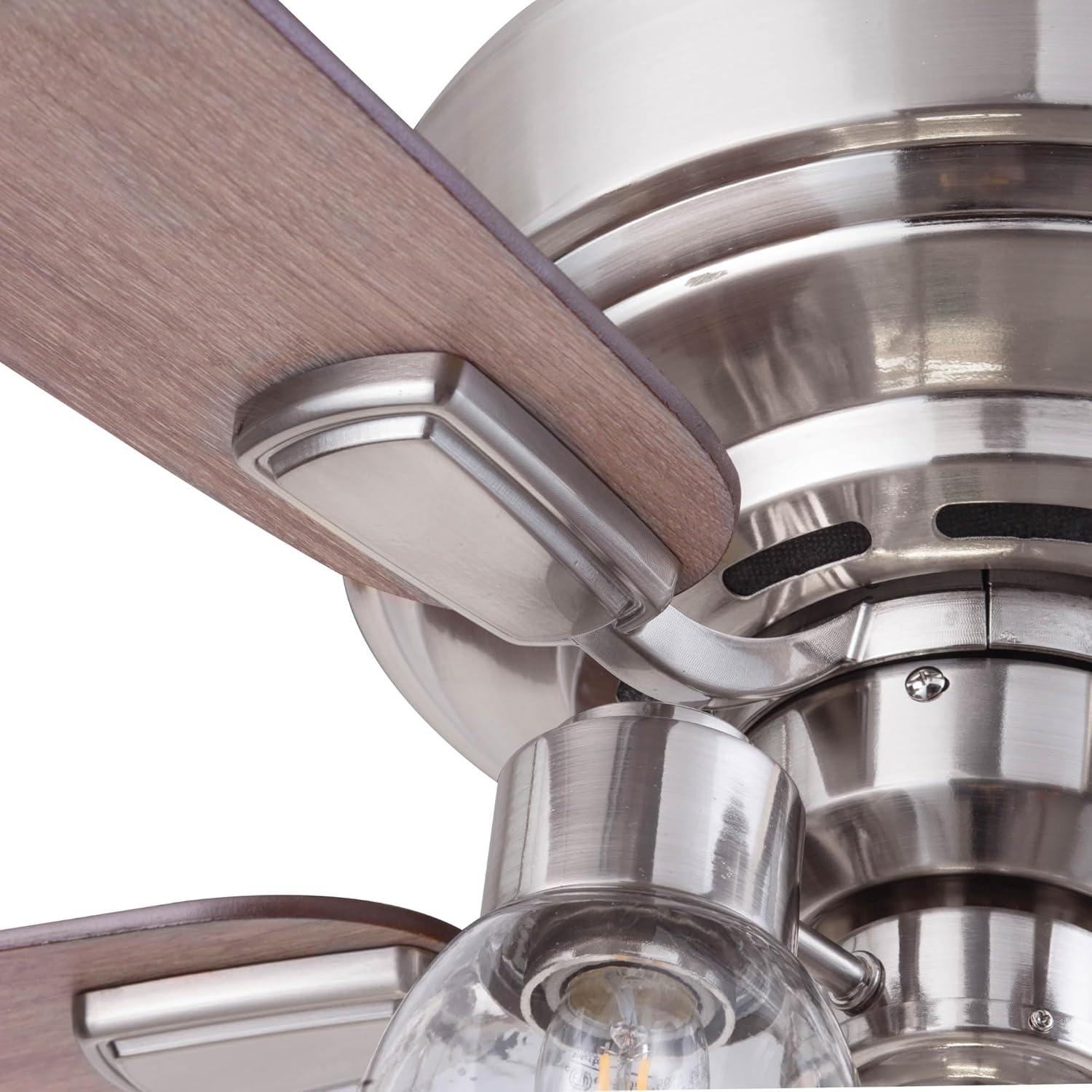Prominence Home 51669-45 Magonia 52 in. Farmhouse Style Flush Mount LED Ceiling Fan with Light - Brushed Nickel