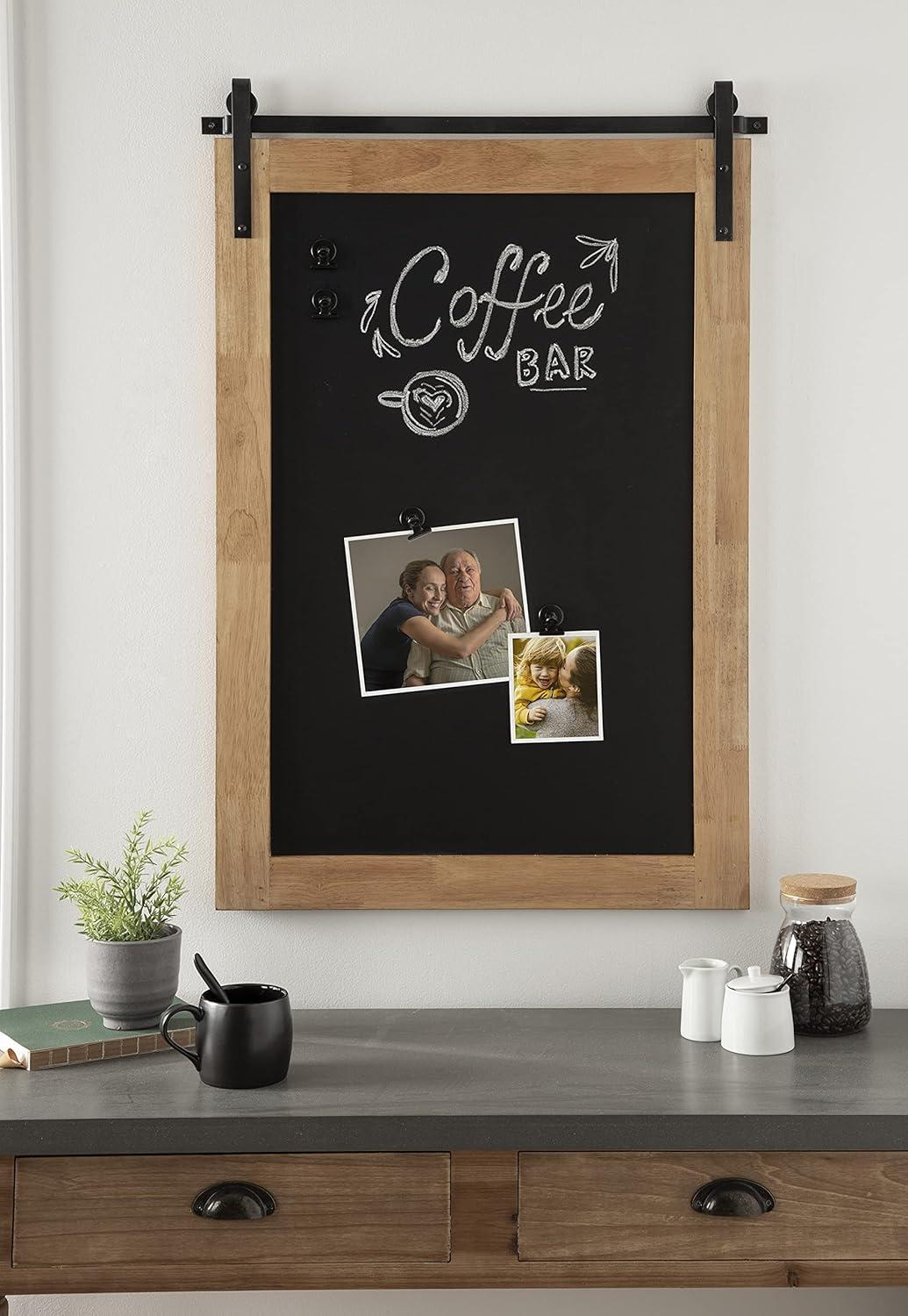 Rustic Brown and Black Magnetic Wood Framed Chalkboard