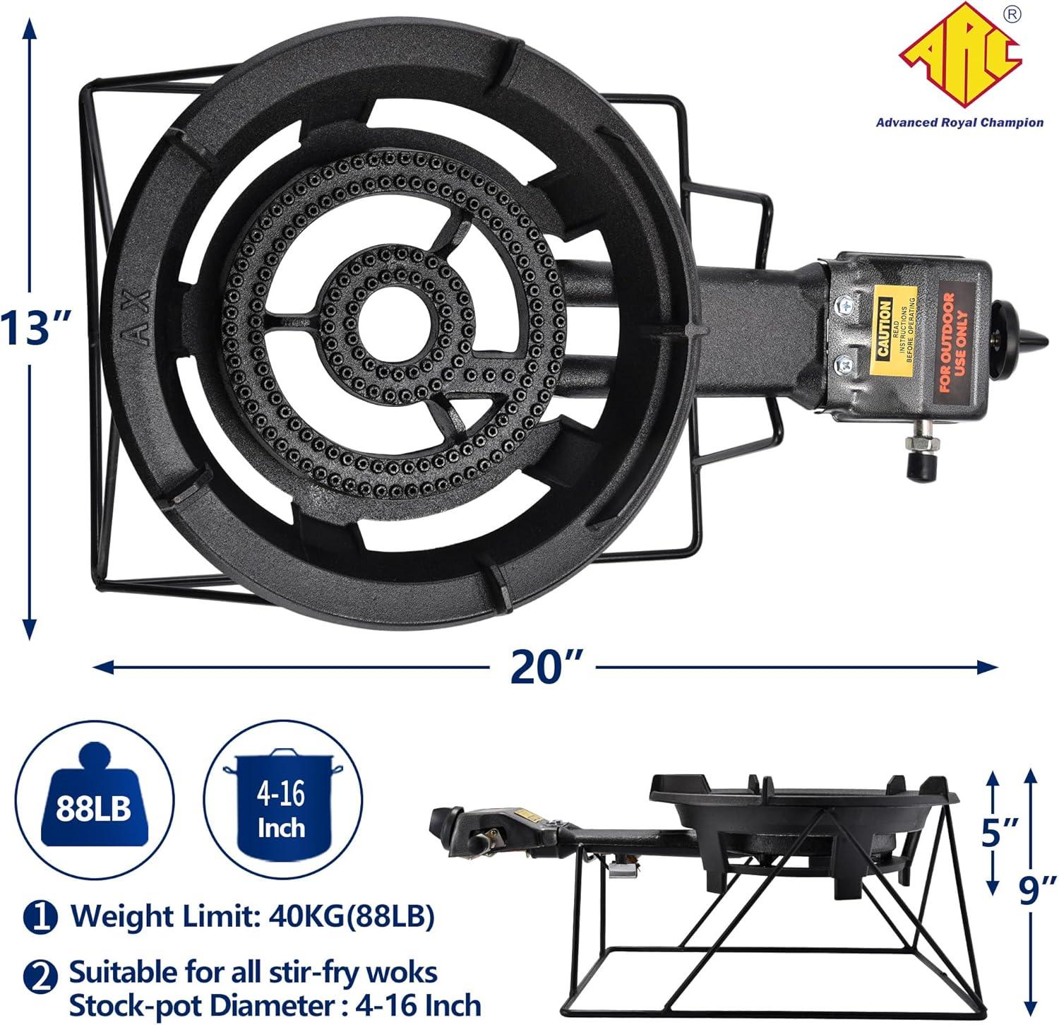 Portable Black Cast Iron Single Burner Propane Stove with Stand