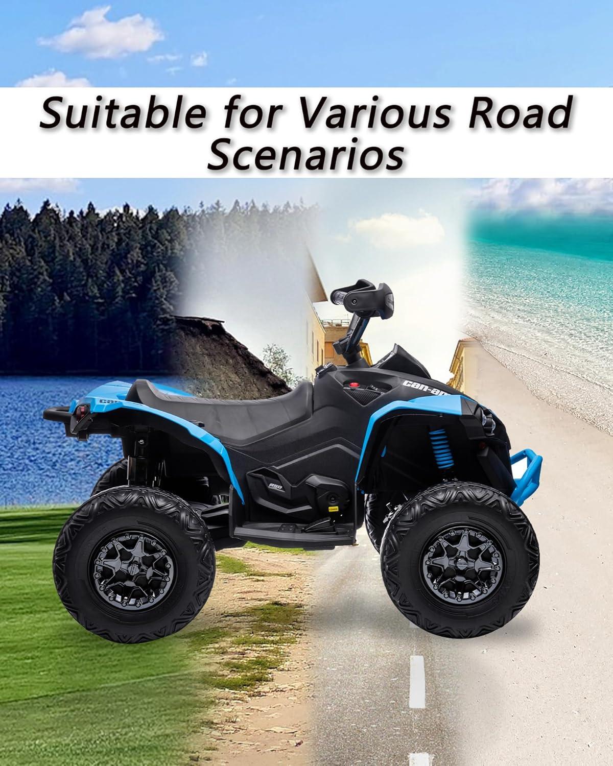 Blue 12V Electric Kids Quad with LED Lights and Remote Control