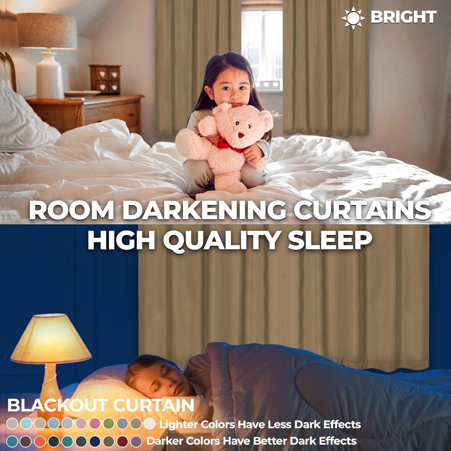 Classic Modern Solid Room Darkening Semi-Blackout Curtains, Grommets, Set of 2, 52"x63", Smoked Ash - Blue Nile Mills