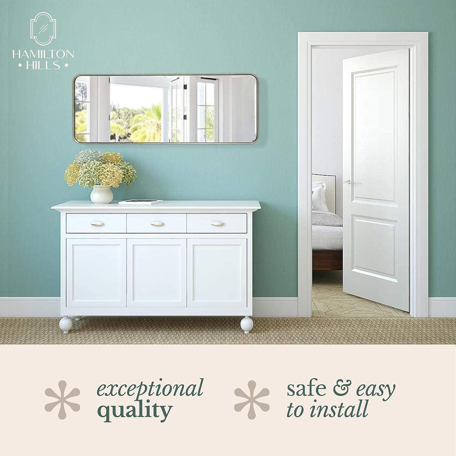 Hamilton Hills 18" x 48" Metal Black Framed Brushed Rectangular Wall Mirror