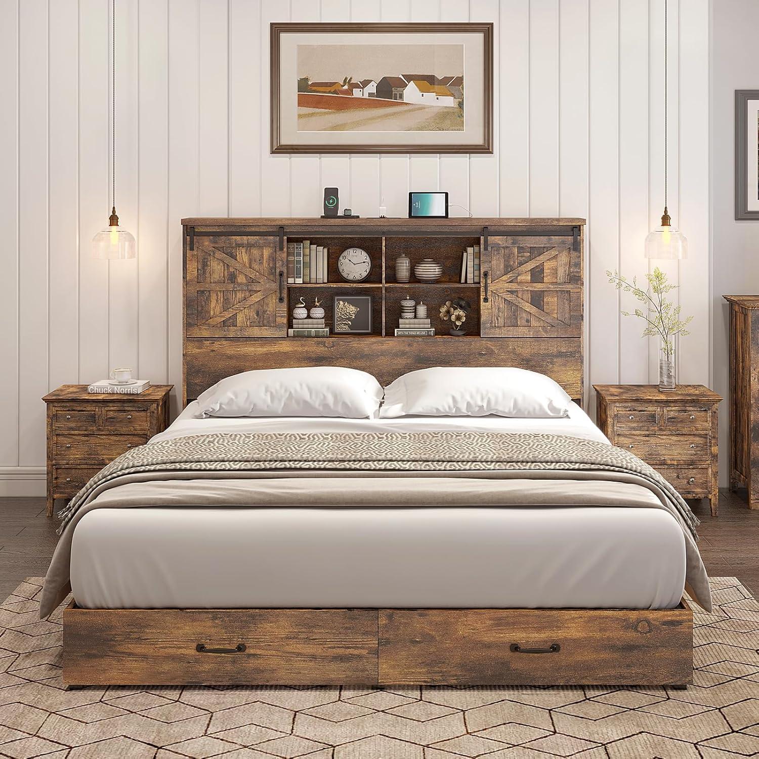 Tryston Sherell Wooden Bookcase Bed Frame