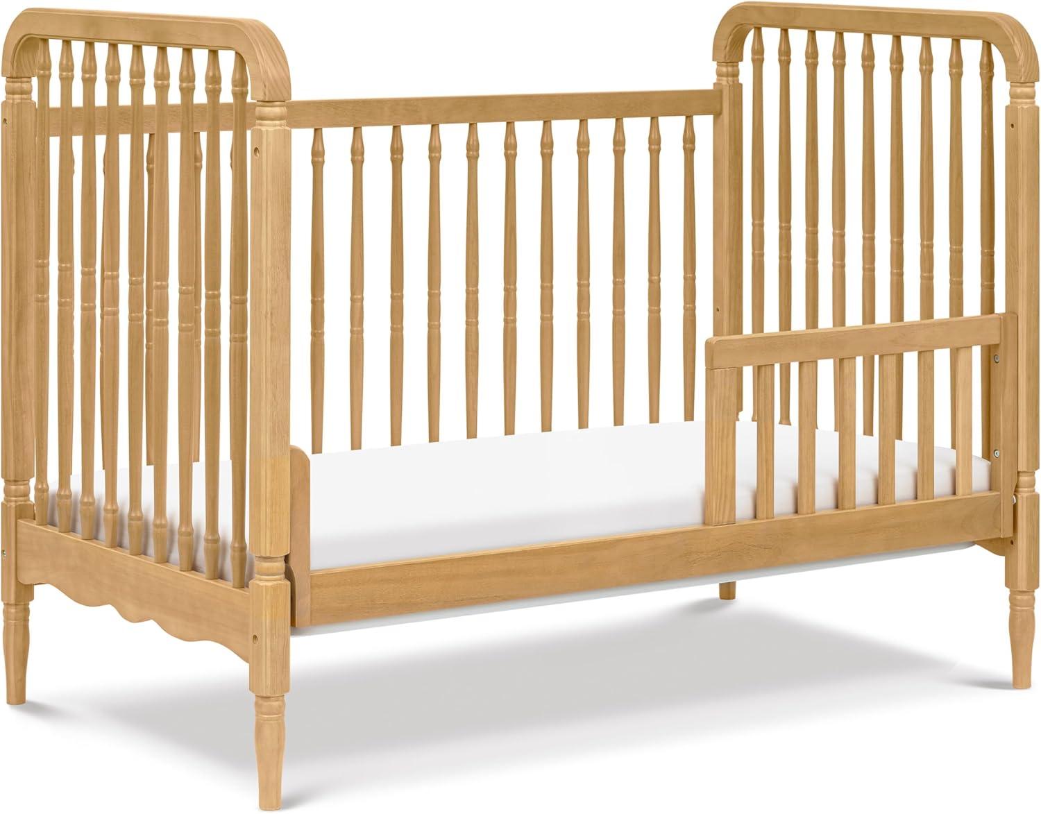 Honey Oak 3-in-1 Convertible Spindle Crib with Toddler Bed Kit