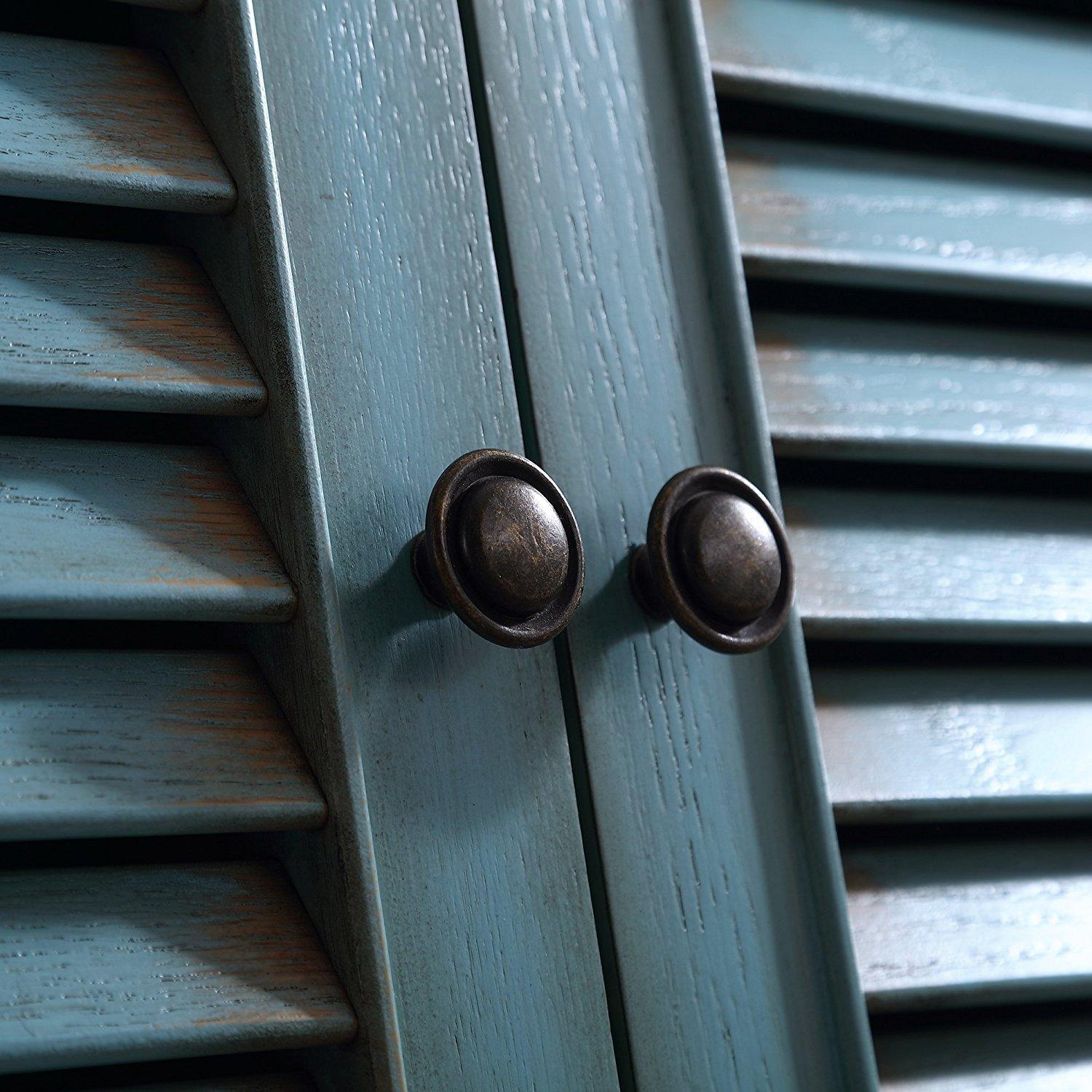46 Inch Abbeville Distressed Blue Finish Cottage Plantation Style Bathroom Vanity with White Marble Stone Top, 4 Functional Drawers, Undermount Sink, Hardware Included