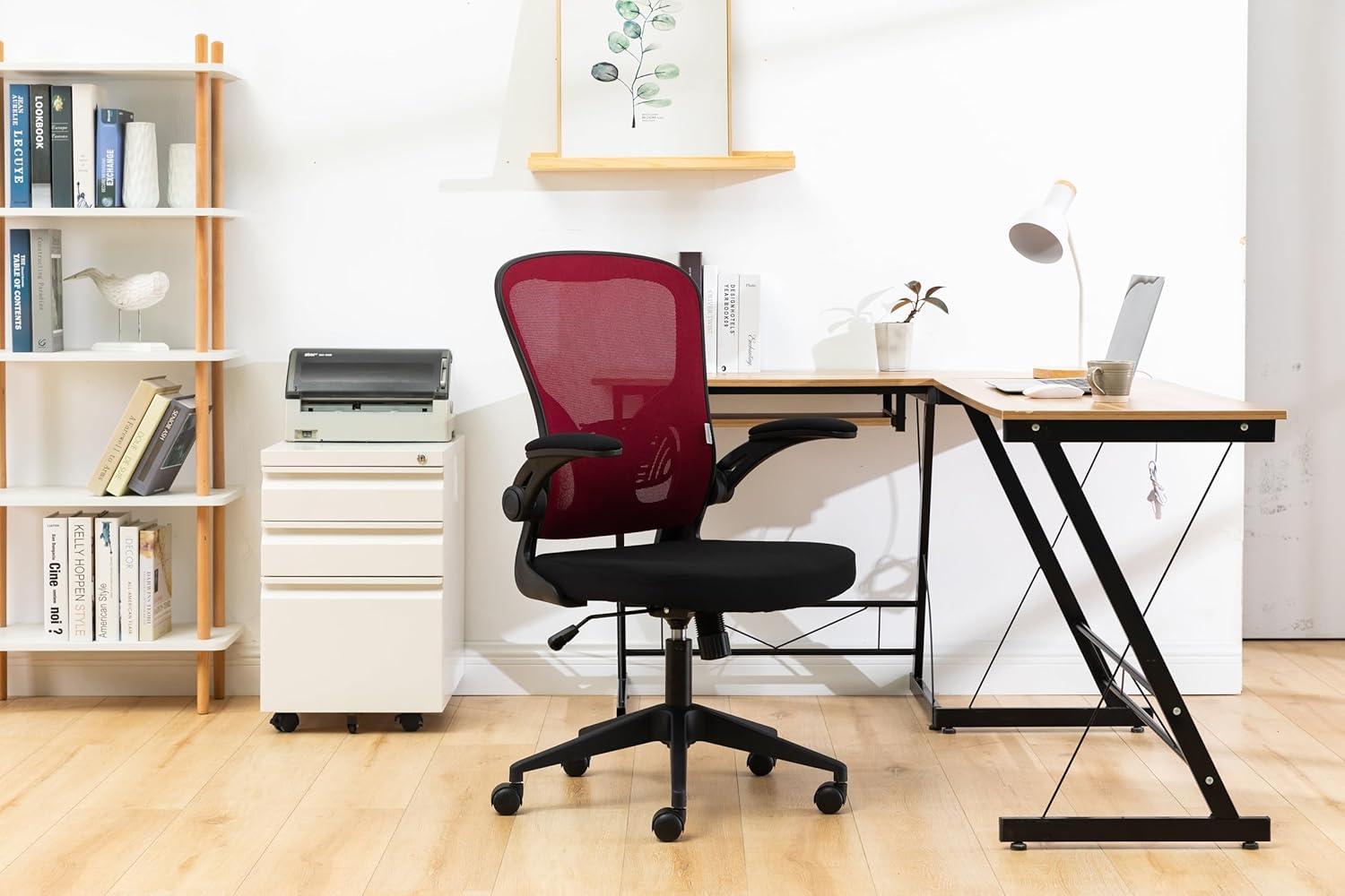 LeisureMod Newton Single Ergonomic Mesh Lumbar Support Adjustable Height Swivel Office Chair