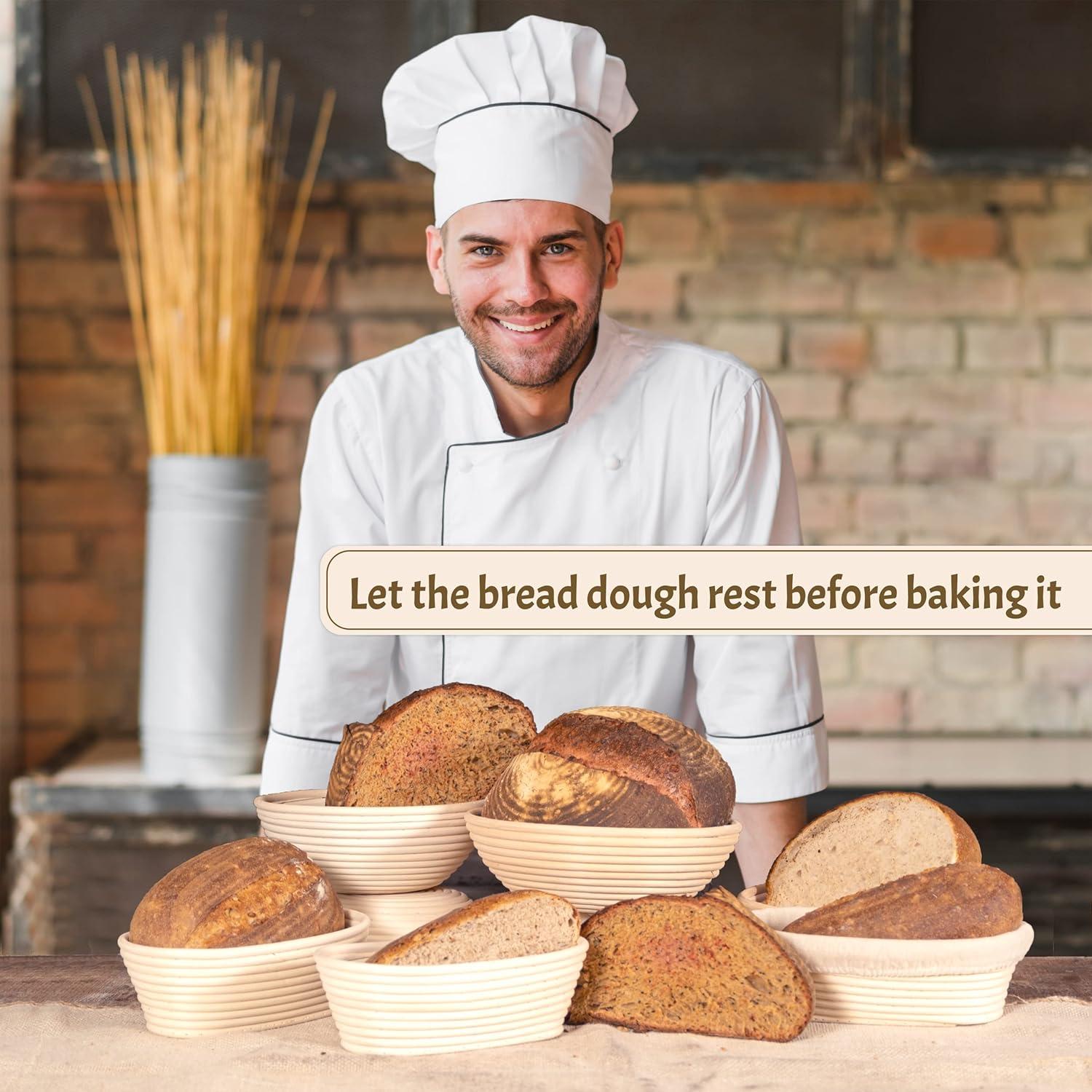 Natural Rattan Sourdough Bread Baking Kit with Proofing Baskets