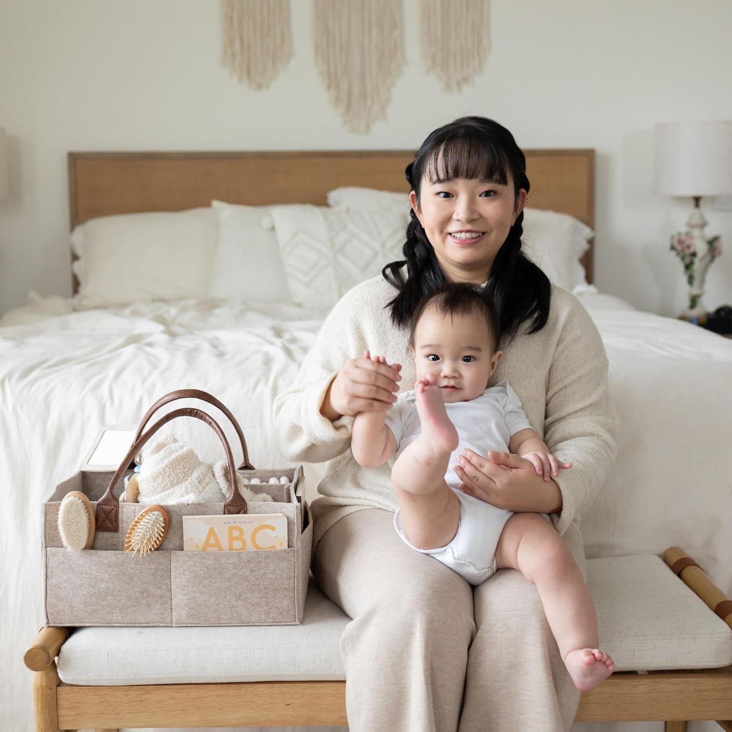 Lily Miles Baby Diaper Caddy Organizer - Nursery Storage Basket for Newborn Essentials - Shower Registry Gifts