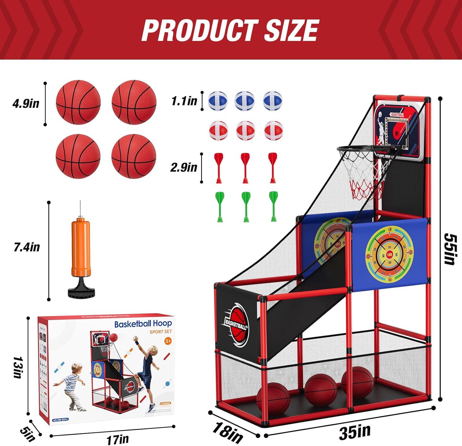 Adjustable Height Indoor Outdoor Basketball Arcade Game Set