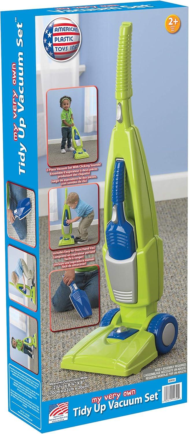 Green and Blue Kids' Pretend Vacuum Set with Hand Vac