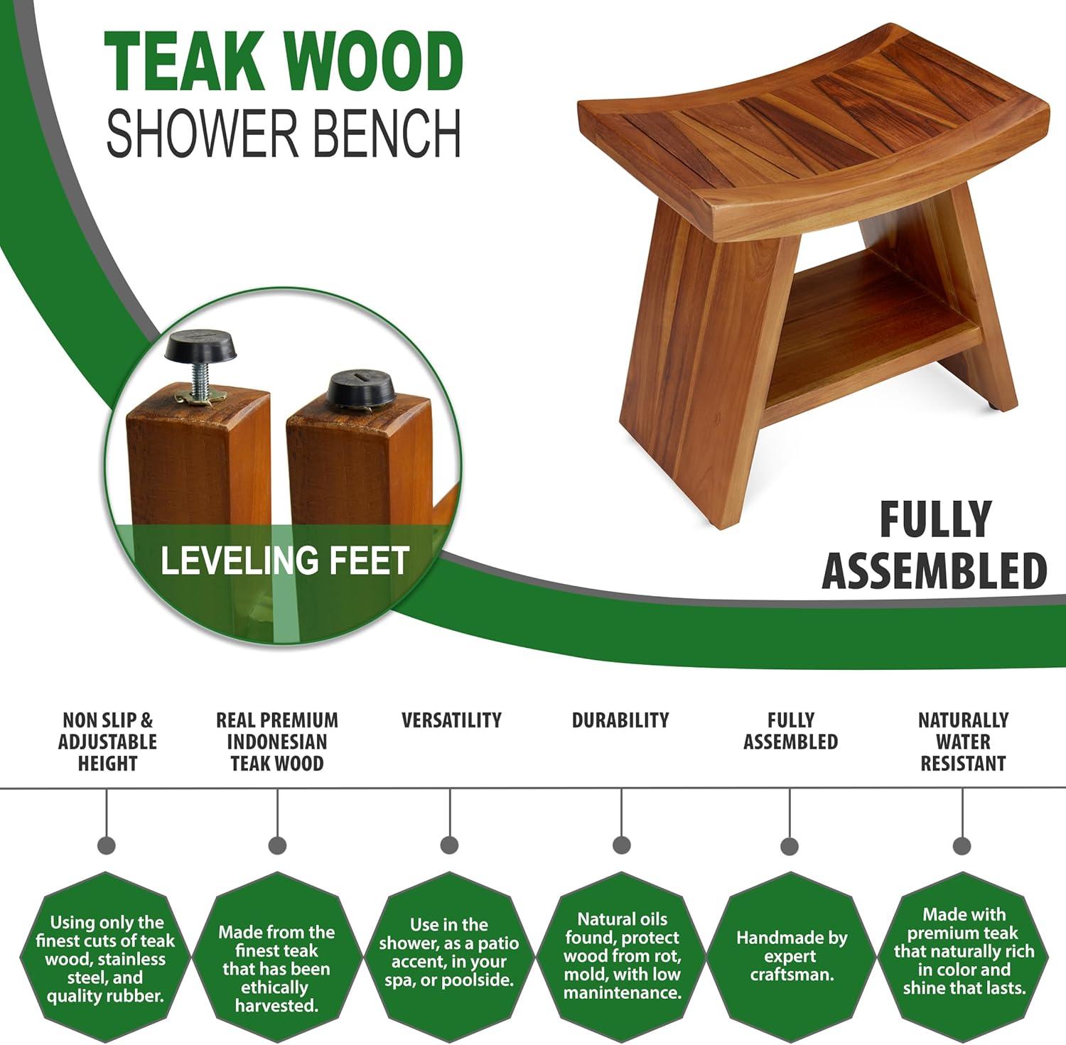 Aqua Teak Asia 18'' W Teak Shower Bench
