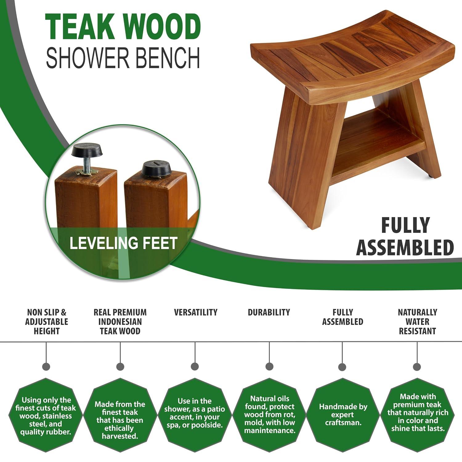 Aqua Teak Asia 18'' W Teak Shower Bench