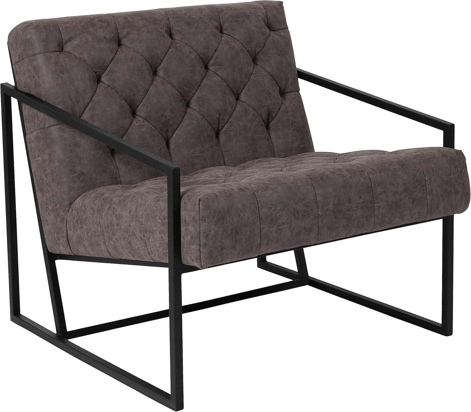 Flash Furniture HERCULES Madison Series Retro Gray LeatherSoft Tufted Lounge Chair