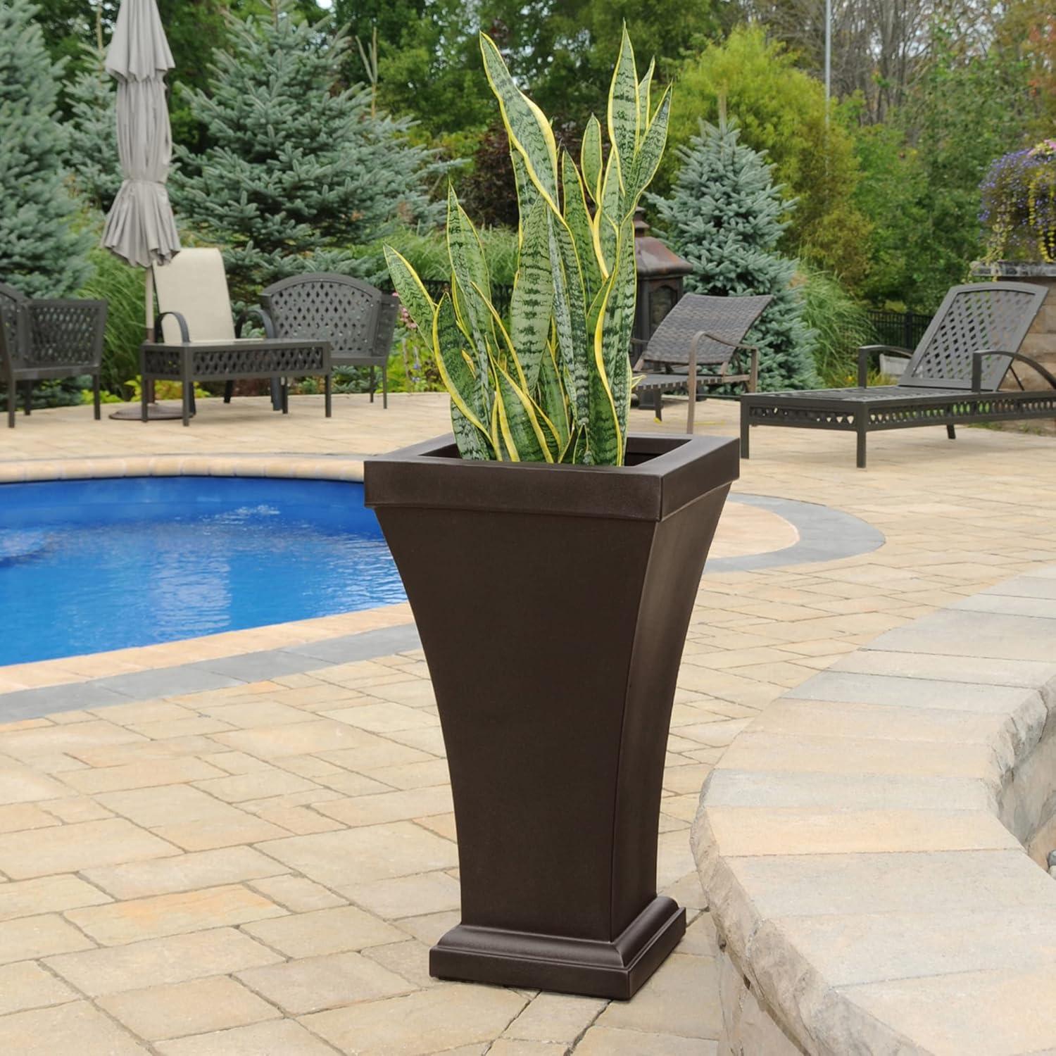 Bordeaux 28" Tall Resin Planter with Water Reservoir