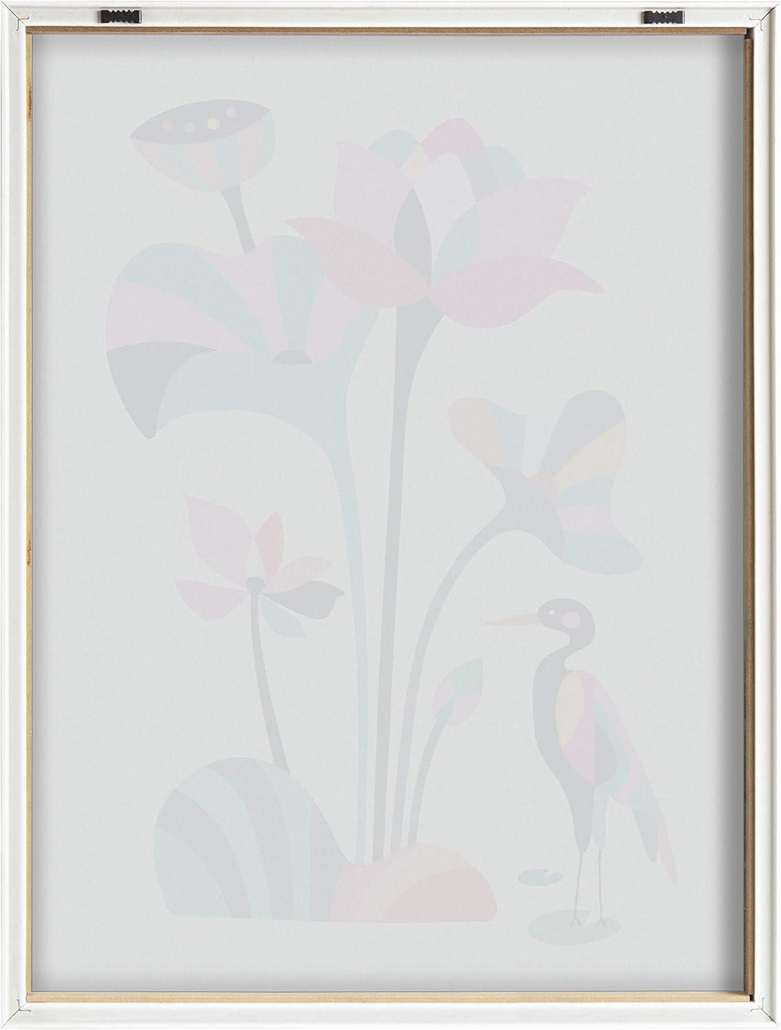 18" x 24" Blake Mid Century Modern Lotus by Rachel Lee of My Dream Wall Framed Printed Glass Natural - Kate & Laurel All Things Decor