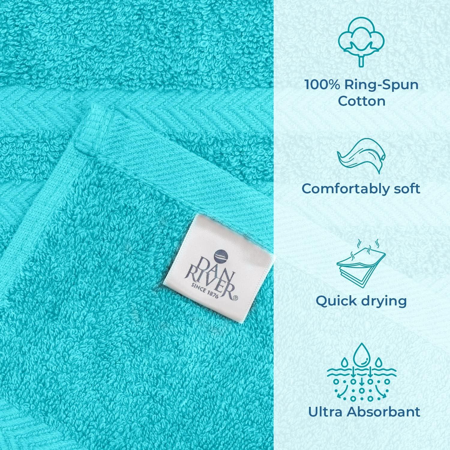 White Classic Luxury 100% Huge Cotton Bath Sheets Set of 2 - 35x70" Aqua