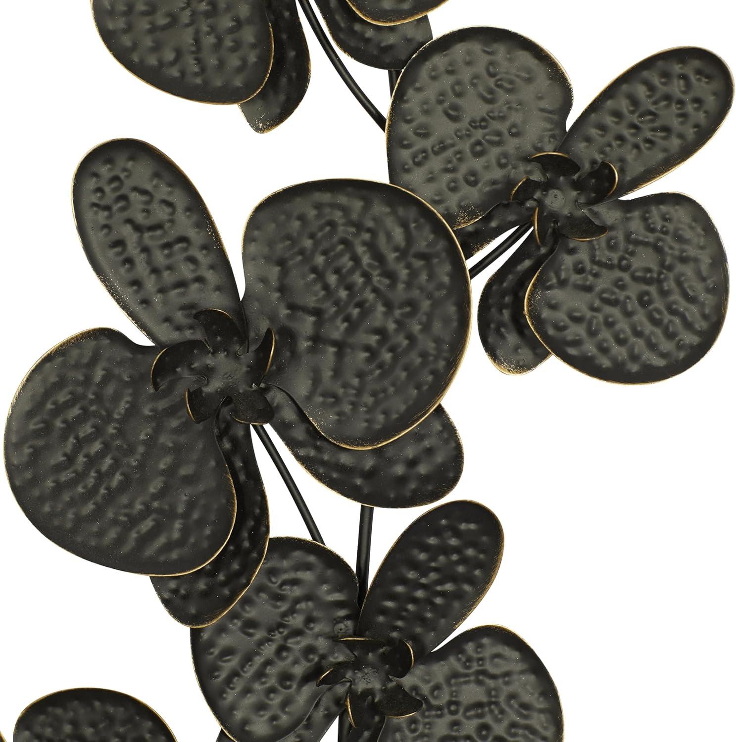 DecMode Black Metal Orchid Floral Wall Decor with Black Frame (2 Count)