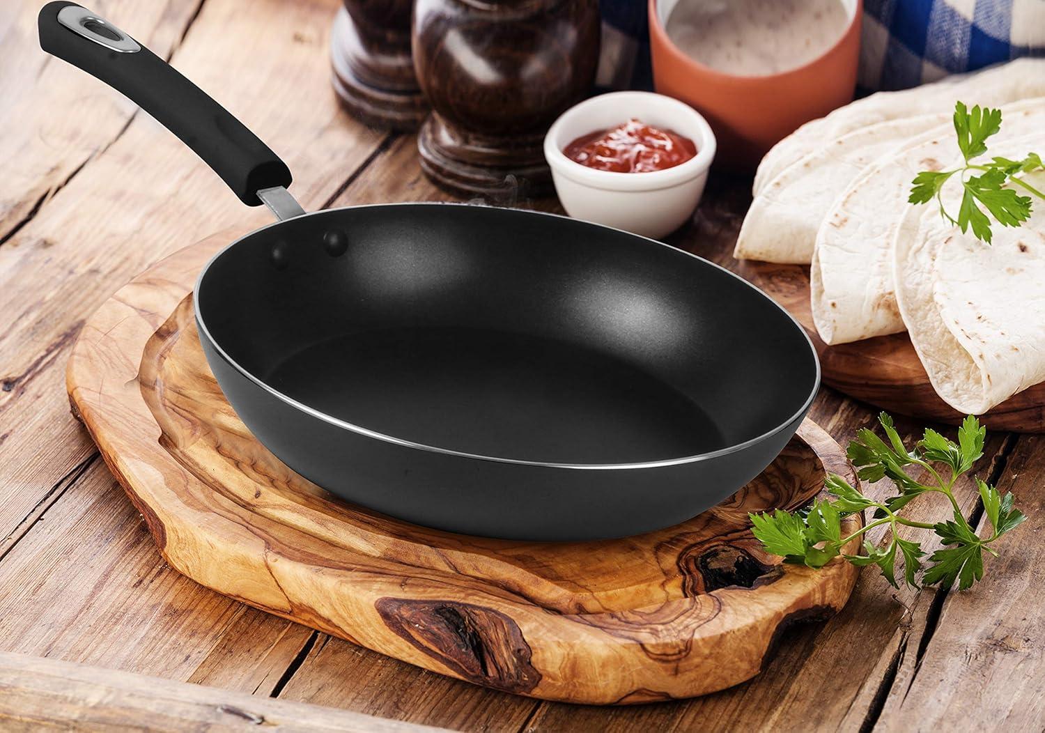 Black Aluminum Nonstick Frying Pan Set with Ceramic Coating