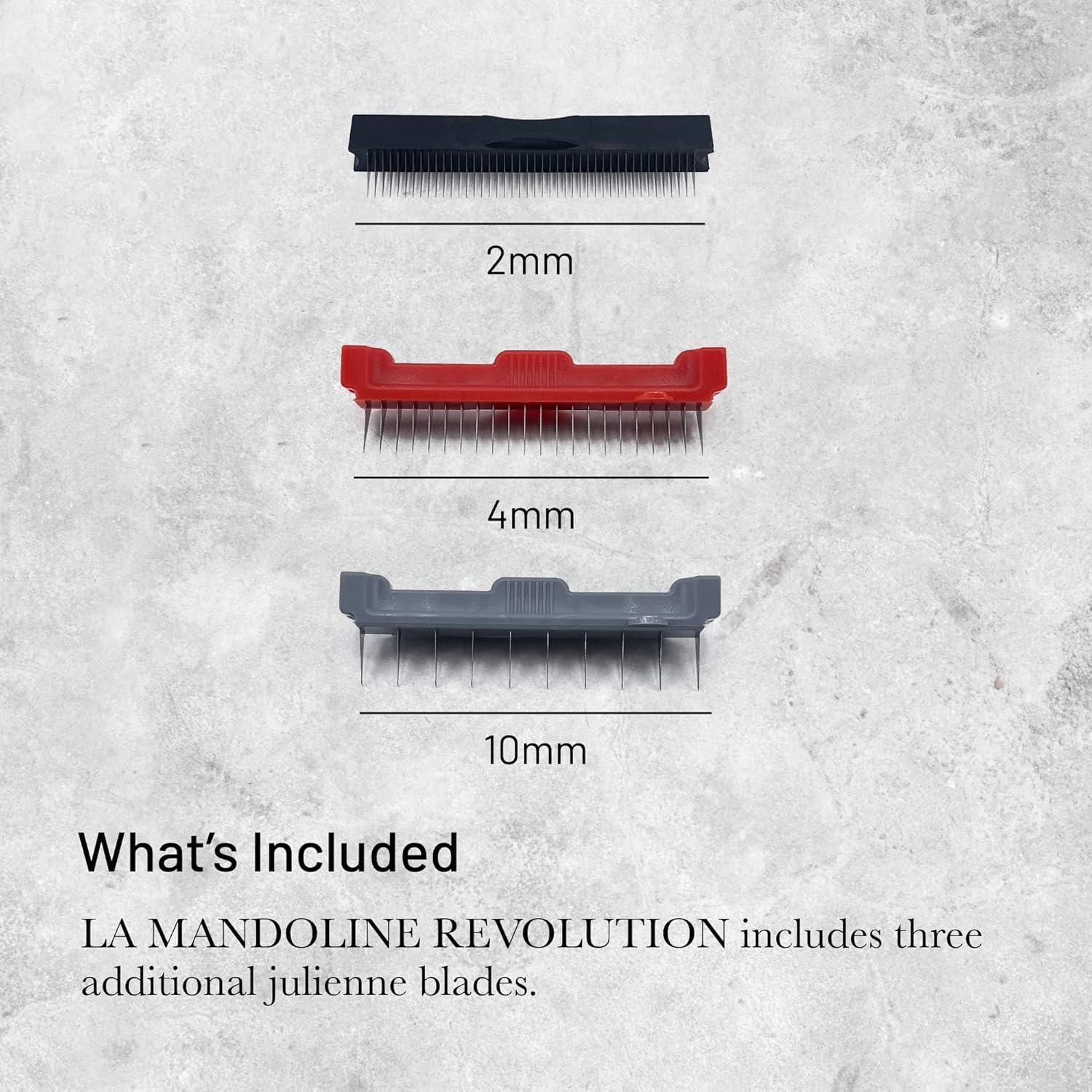 de Buyer LA MANDOLINE REVOLUTION - Removable, Double-Sided Stainless Steel Blade - Ideal for Cutting, Shredding, Dicing & Cubing - Includes Three Julienne Blades - Made in France